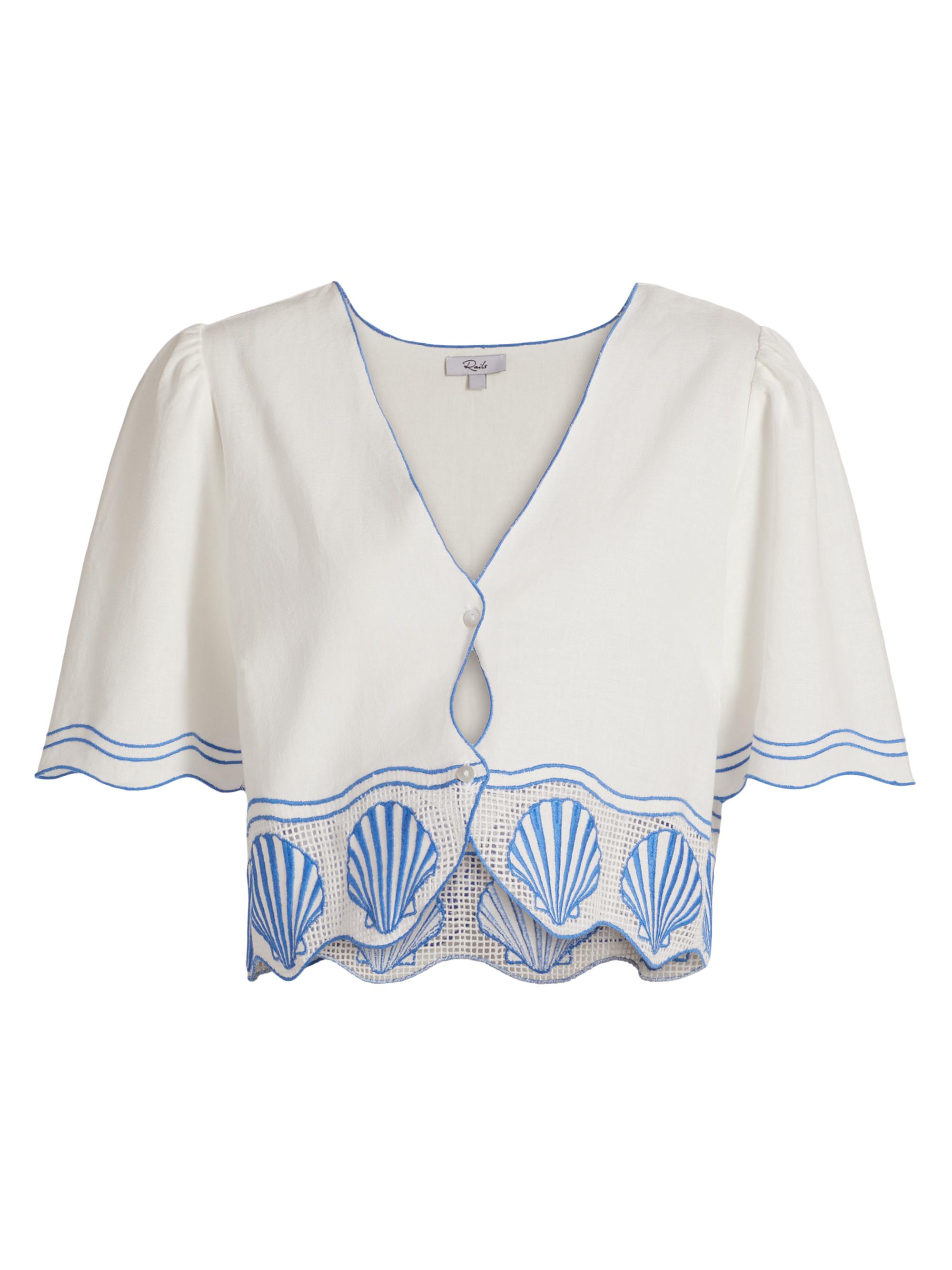 Rails Women's Venice Embroidered Cotton-Linen Top - White