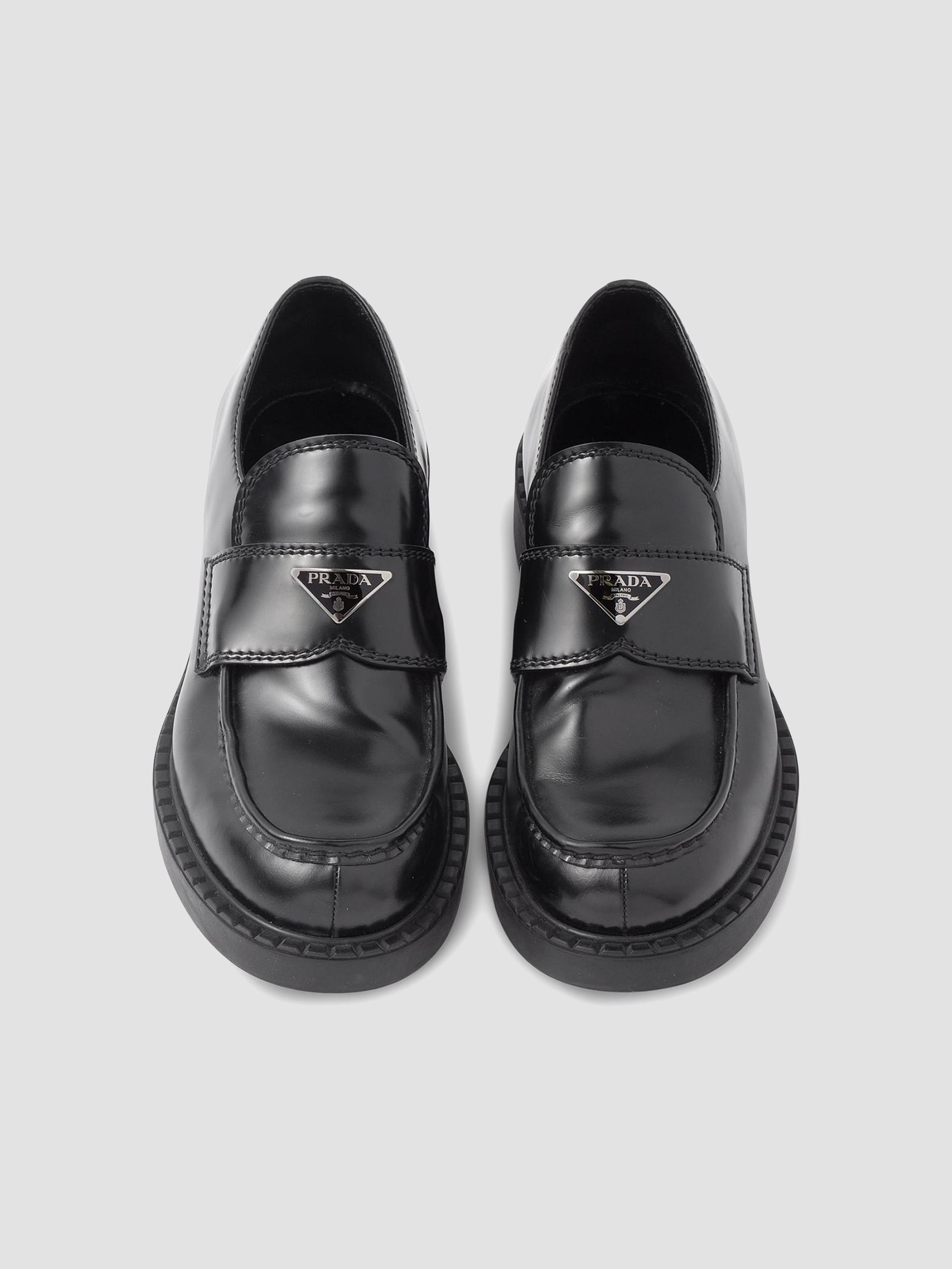 Prada Men's Brushed Leather Loafers - Black | Thumbnail 3