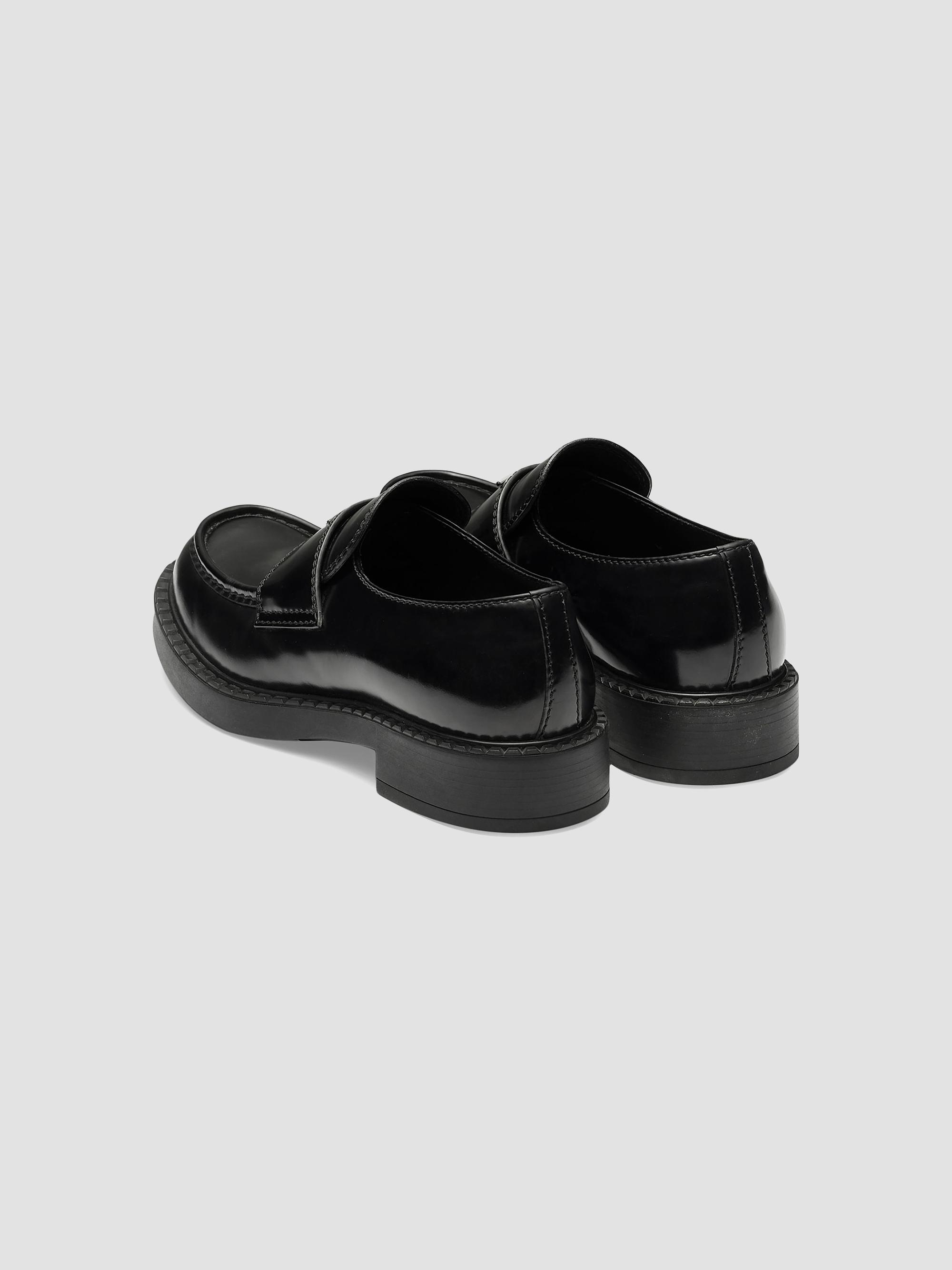 Prada Men's Brushed Leather Loafers - Black | Thumbnail 4