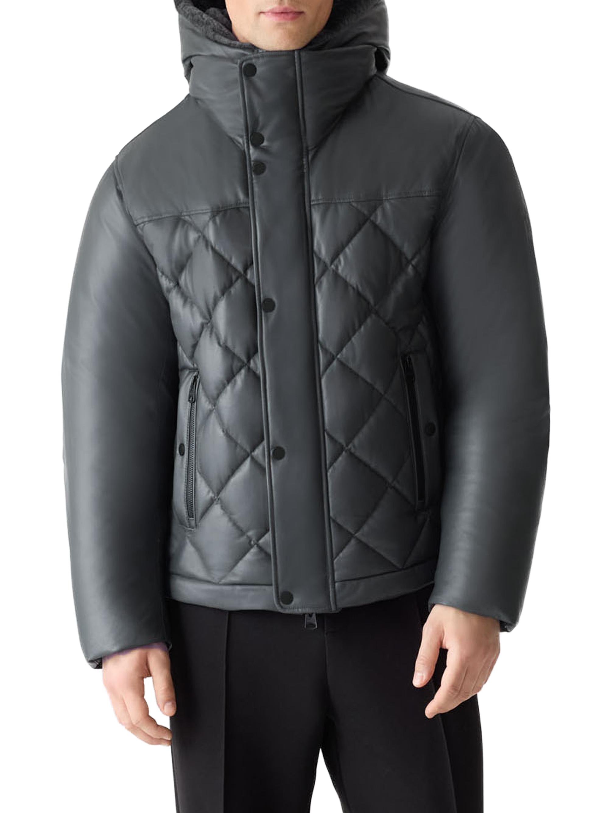 Mackage Men's Cash Shearling-Trim Quilted Jacket - Carbon