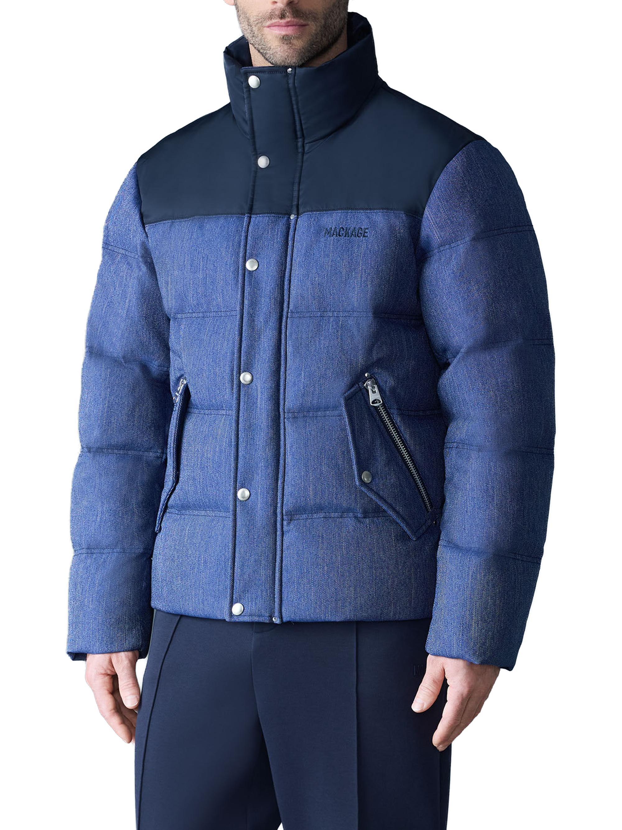 Mackage Men's Everett-DNM Quilted Down Jacket - Medium Denim
