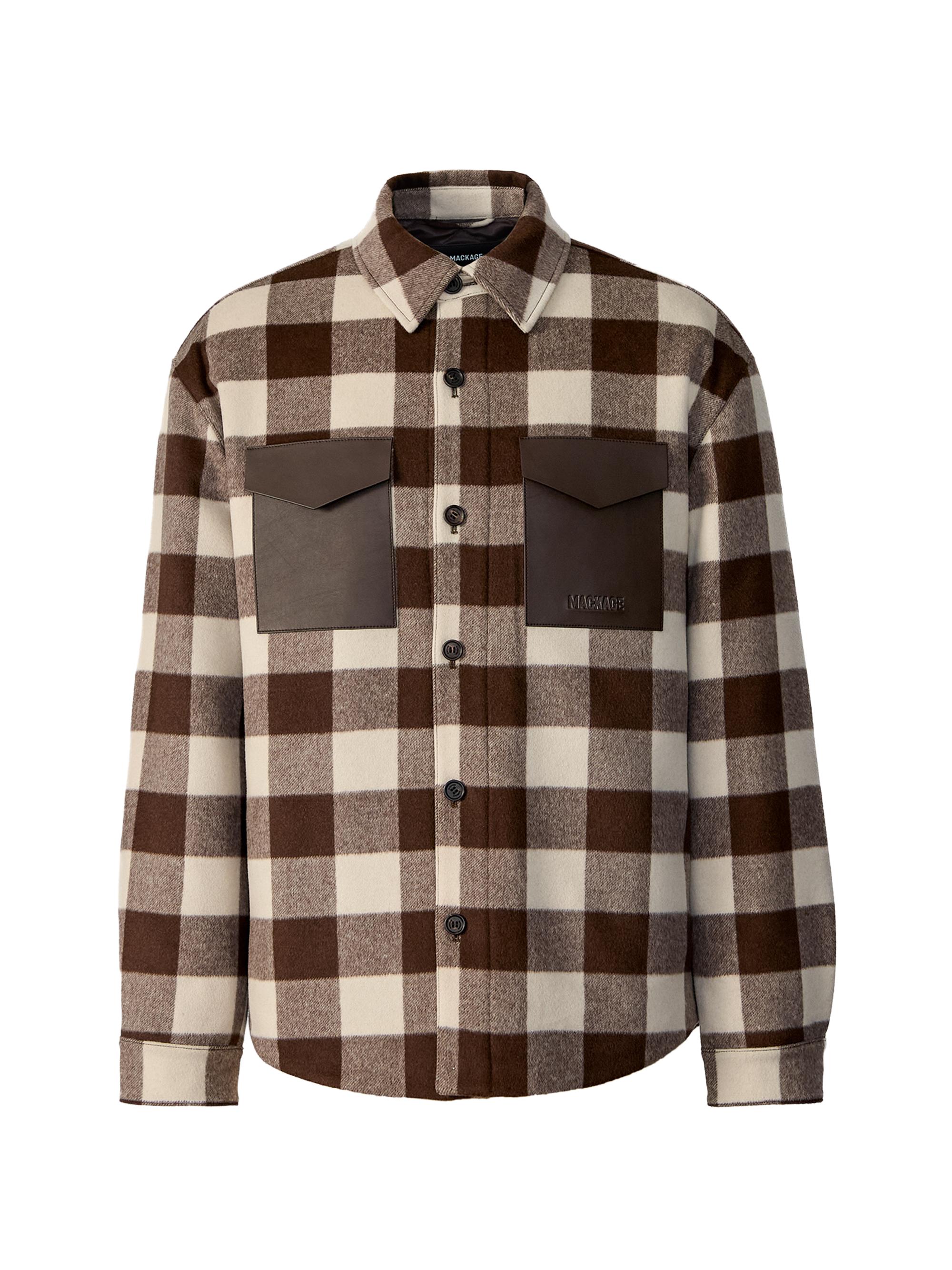 Mackage Men's Ryker Checked Wool-Blend Jacket - Coffee Cream Plaid