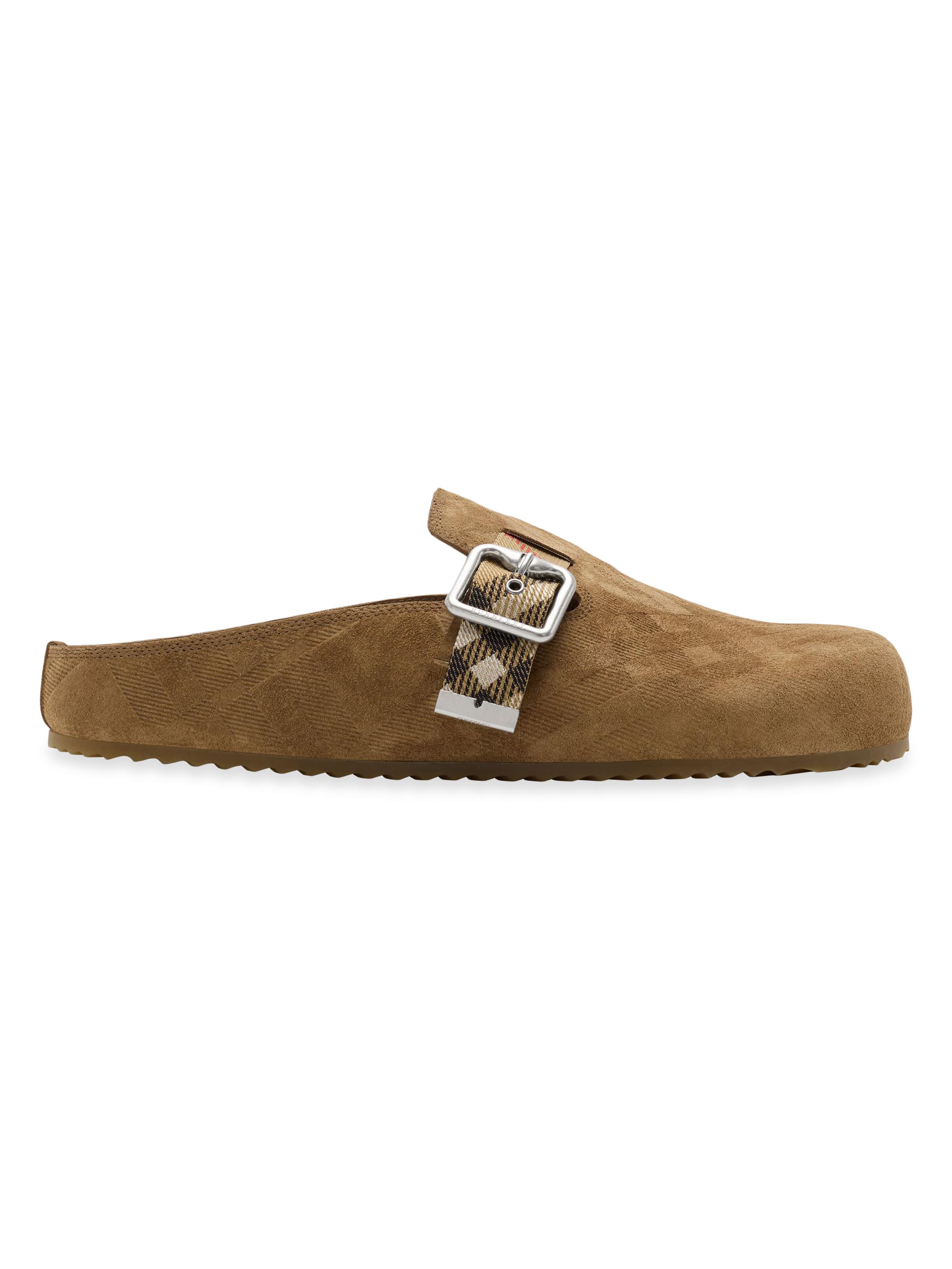 Burberry Women's Urchin Suede Check Clogs - Jute