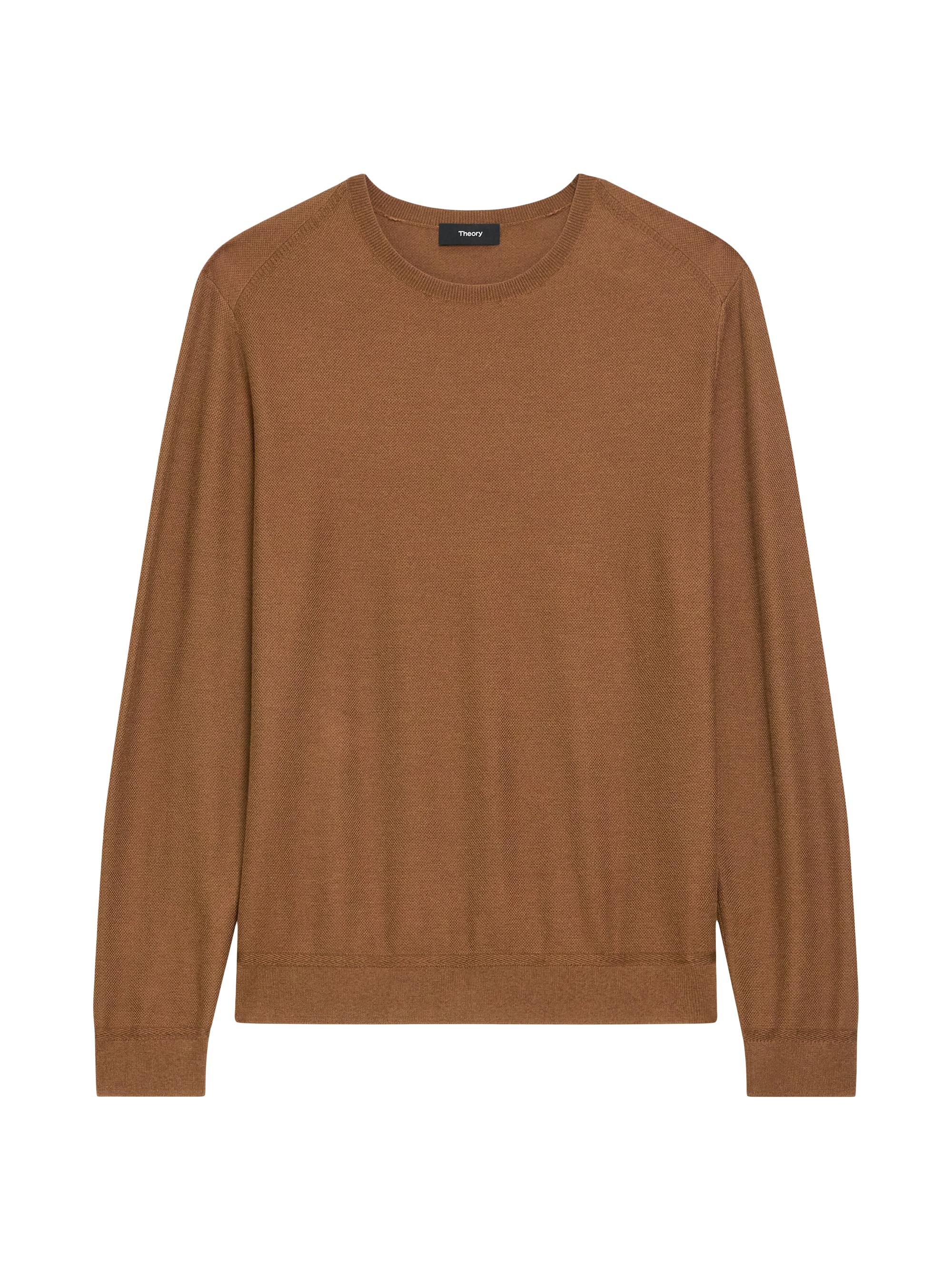 Theory Men's Silk-Cotton Crewneck Sweater - Deep Tobacco
