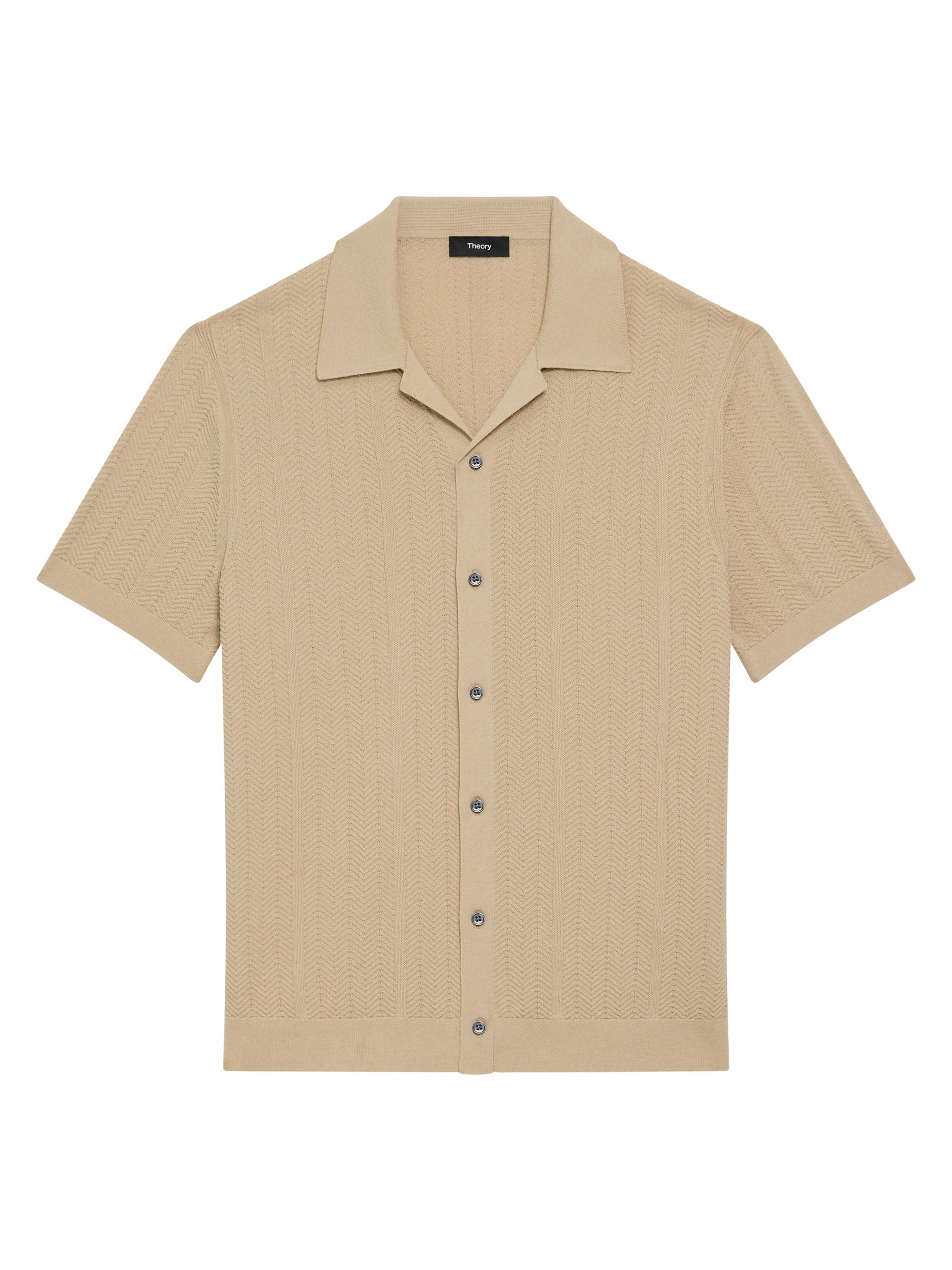 Theory Men's Knit Chevron Camp Shirt - Baltic