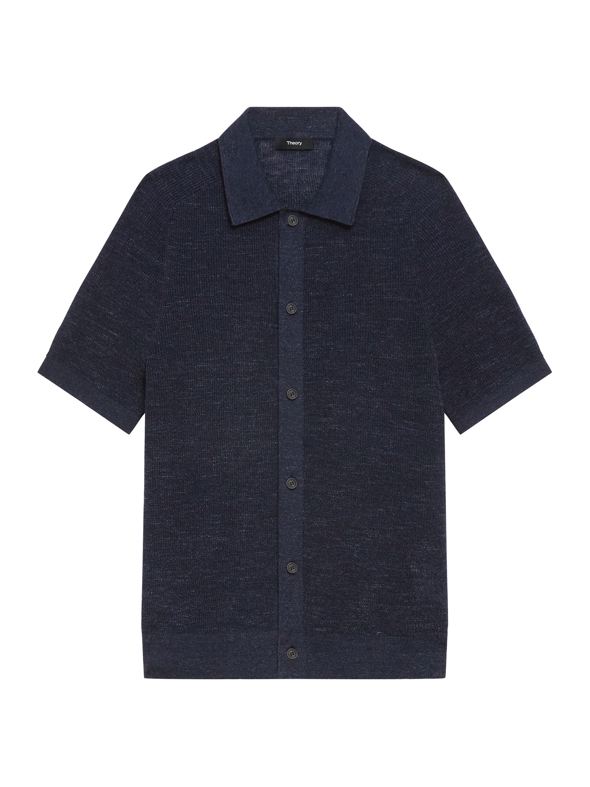 Theory Men's Linen-Blend Knit Short-Sleeve Shirt - Orchard