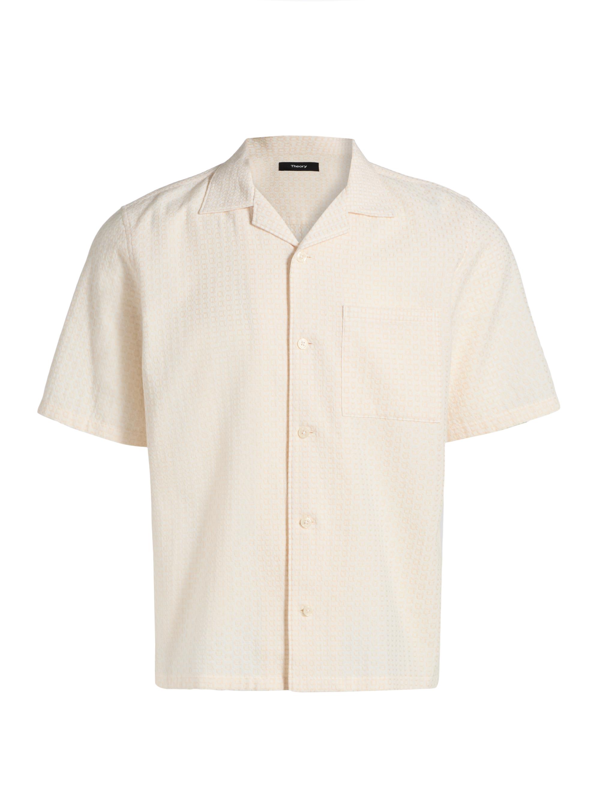 Theory Men's Noll Cotton Dobby Camp Shirt - Baltic White