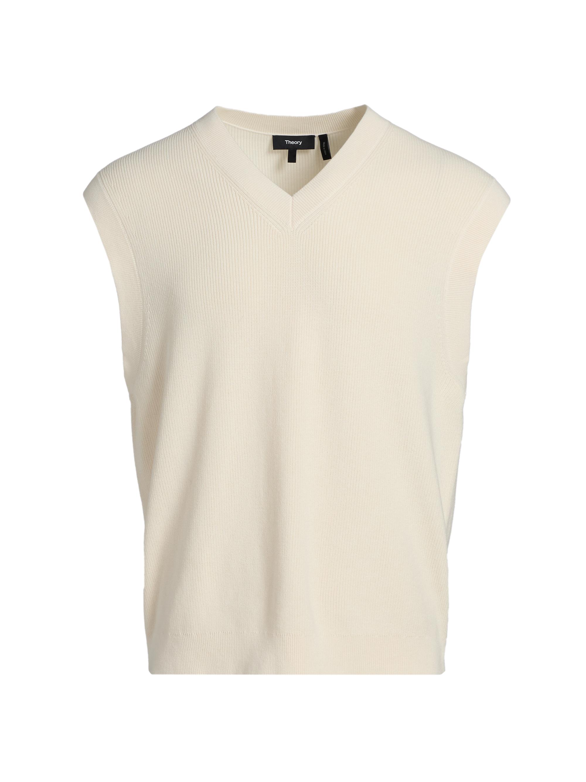 Theory Men's Tactile Cotton Sweater Vest - Eggshell