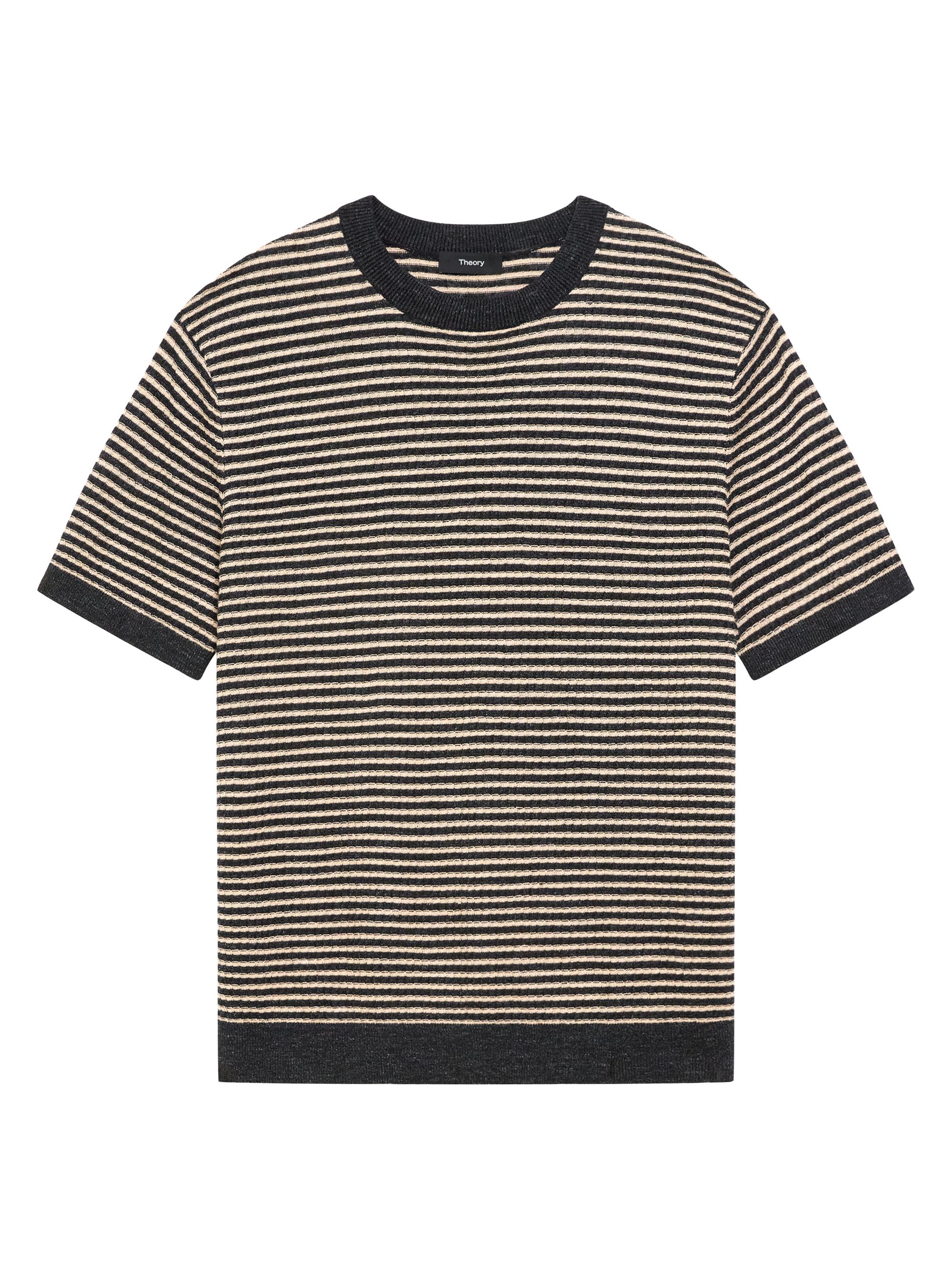 Theory Men's Pacific Striped Linen Blend T-Shirt - Black Chino
