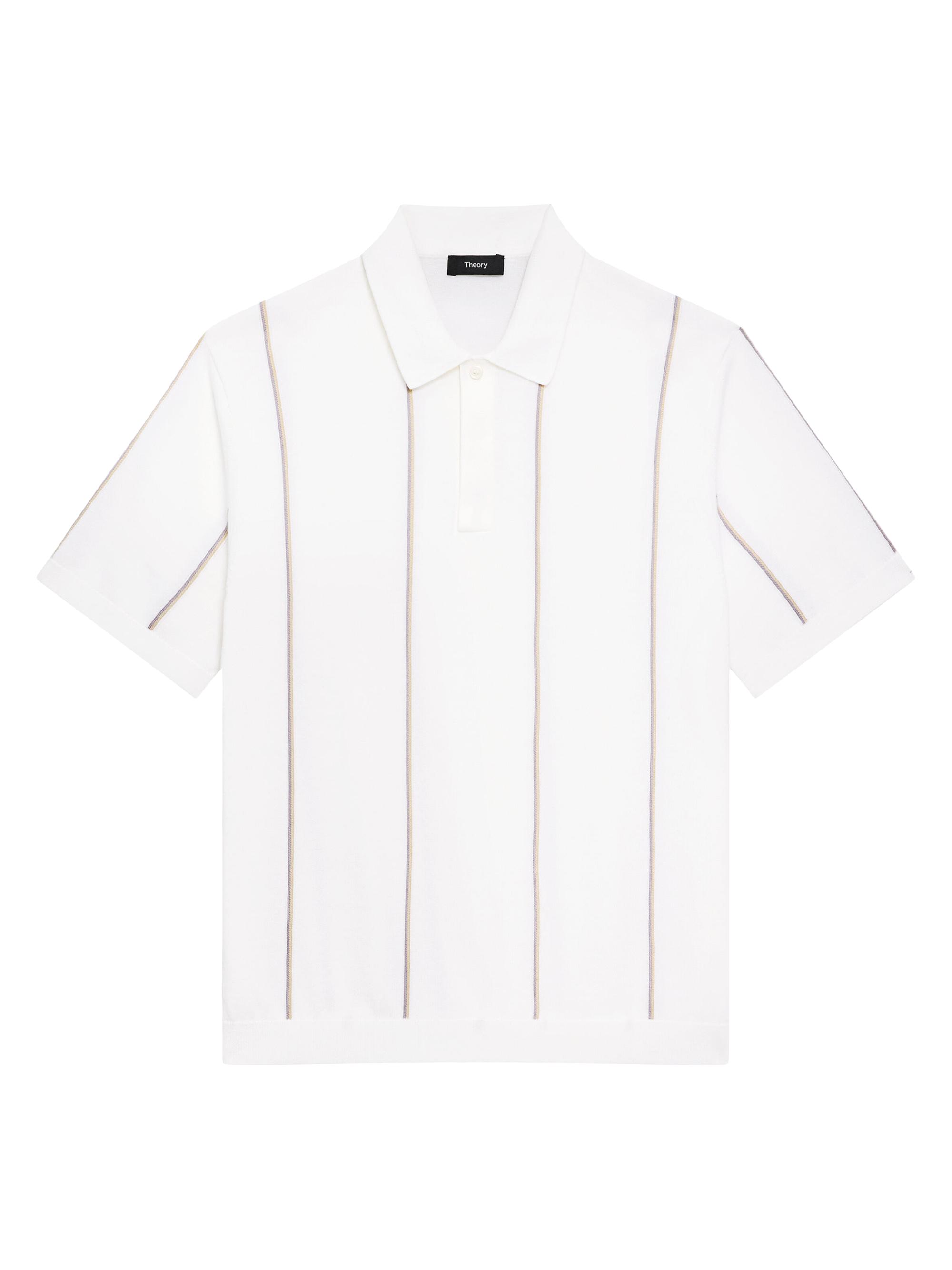 Theory Men's Striped Cotton Polo Shirt - White Multi