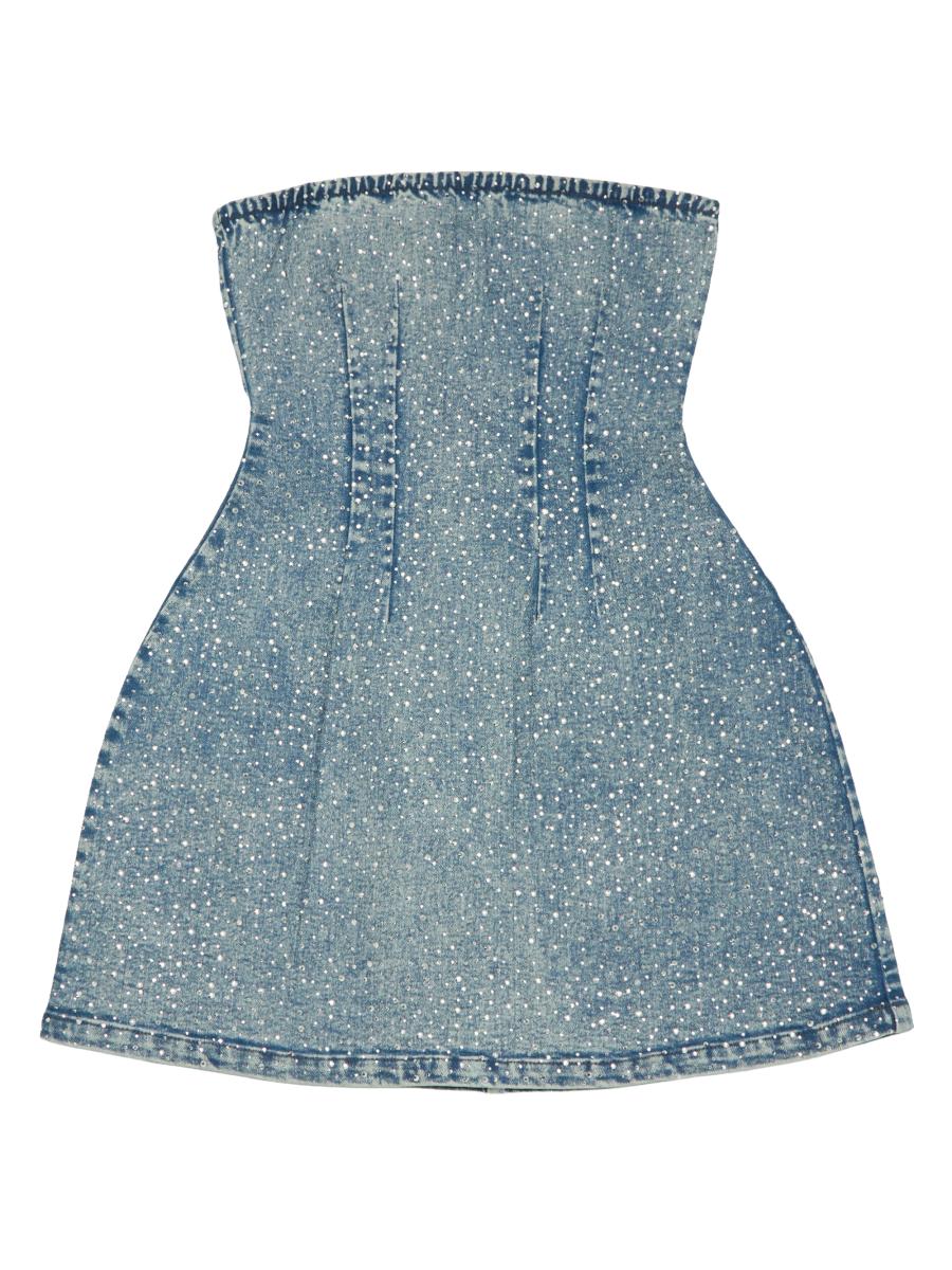 ThemeNY Demi Denim Studded Crystal Strapless Dress main image 1