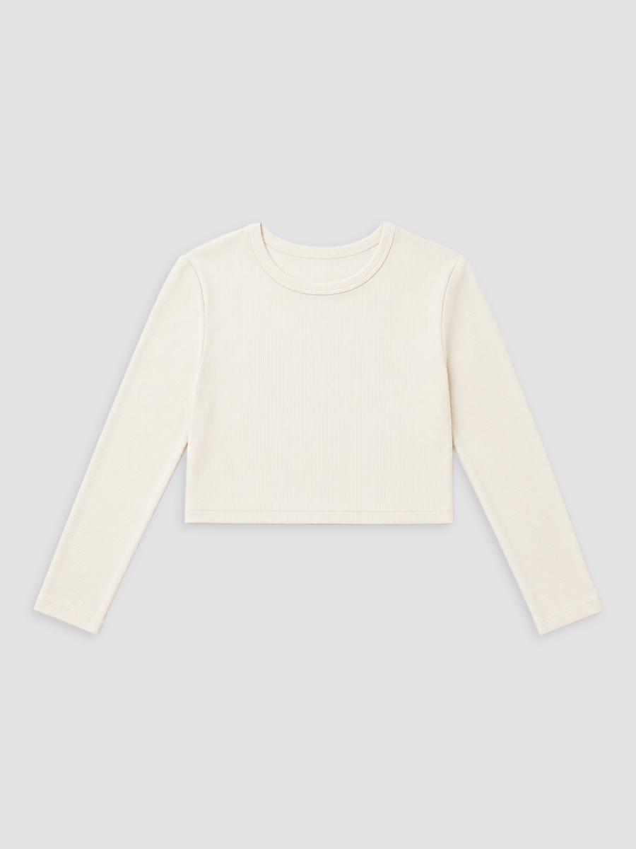 Theme Girl's Girl's Sloane Ballet Heart Cut-out Ribbed Top In Cream
