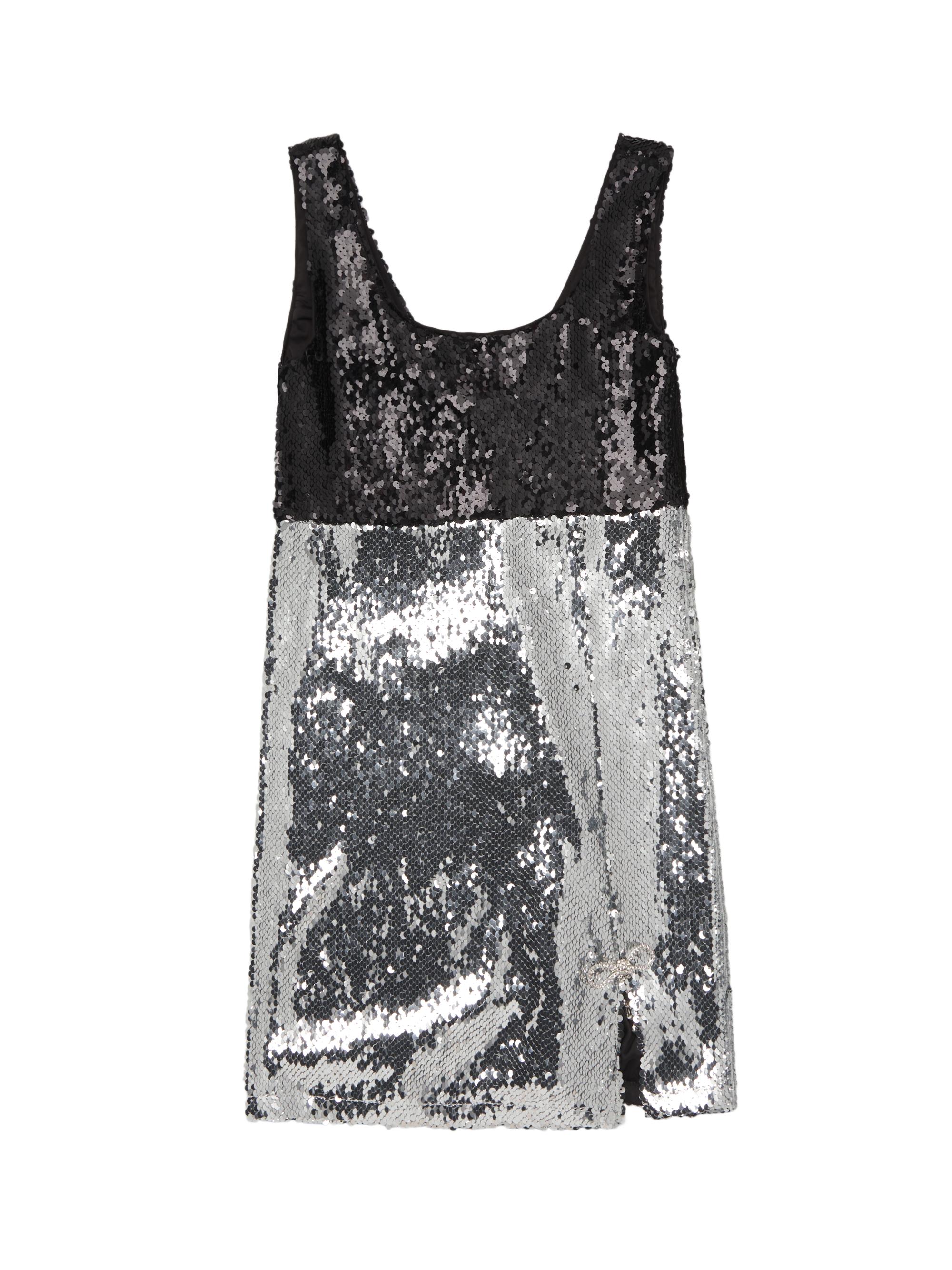 Theme Girl's Nelly Sequined Dress - Black Silver