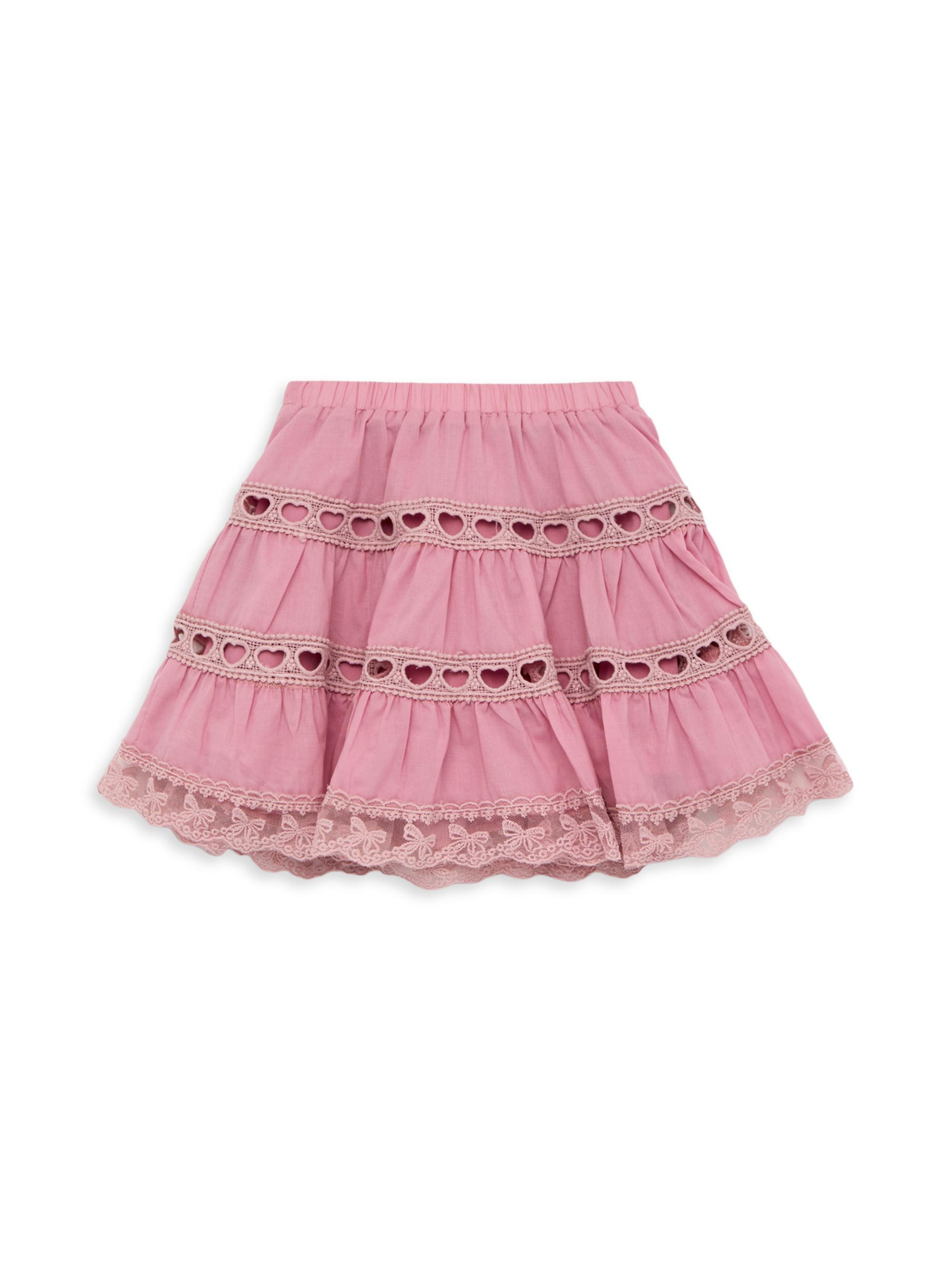 Theme Girl's Sofia Heart Bow Lace Skirt - Ballet Pink