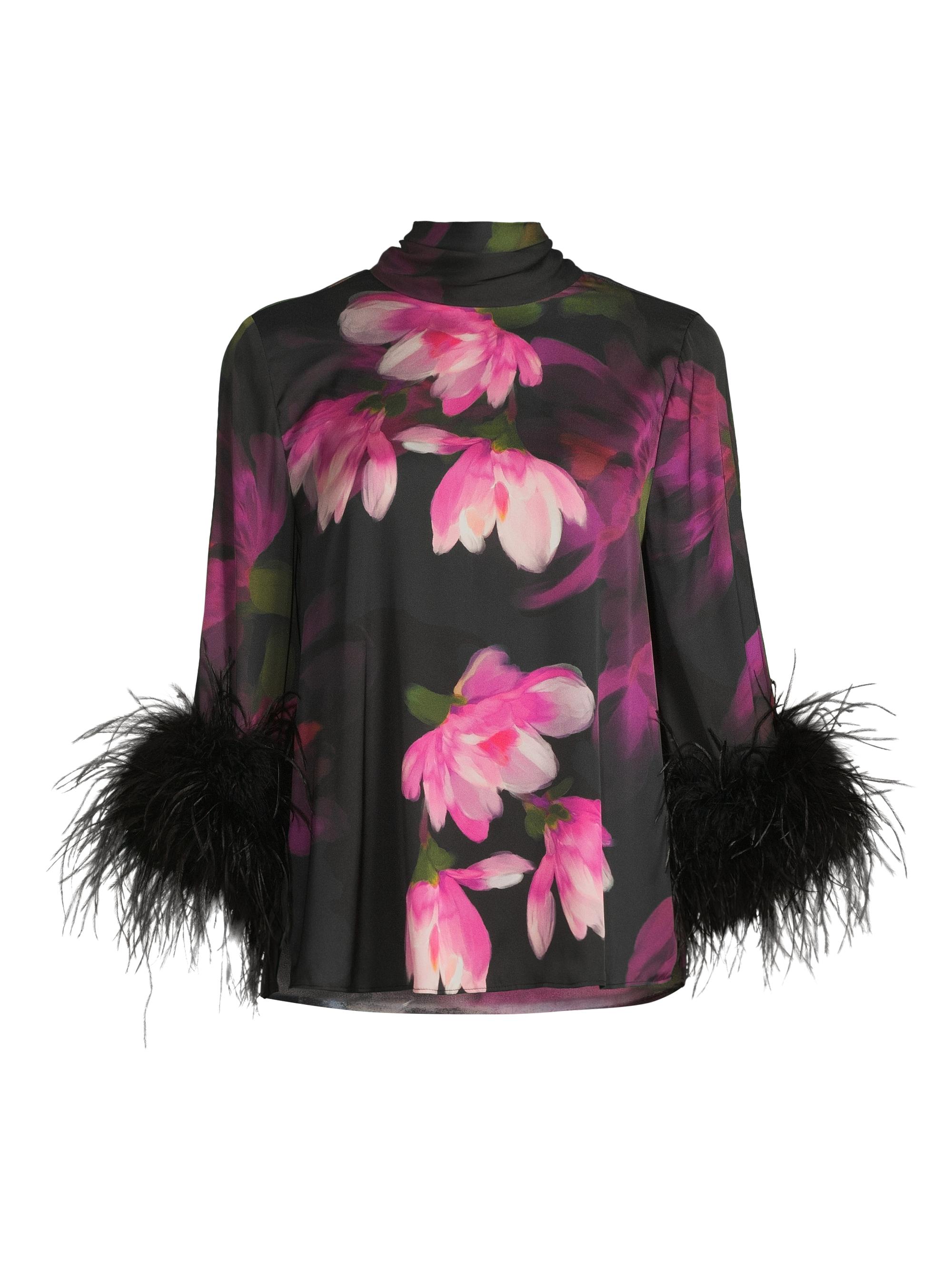 Ungaro Women's Theo Floral Stretch-Silk Georgette Blouse - Black Multi