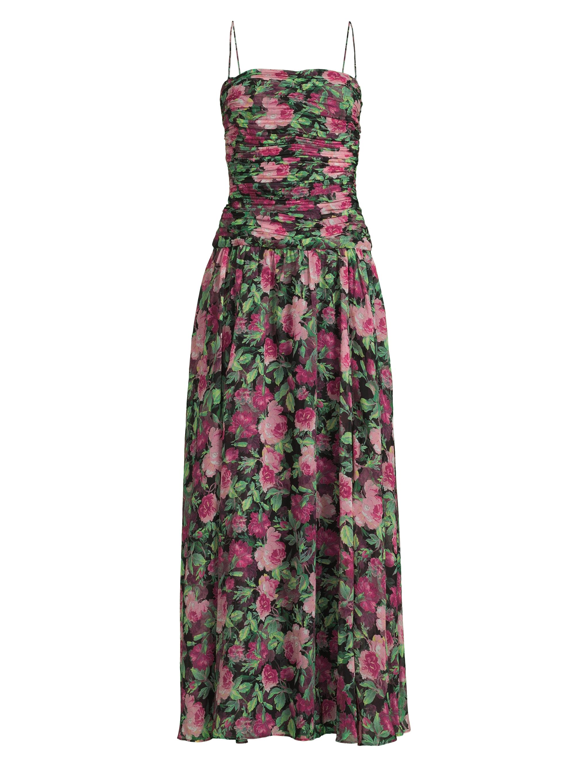 Ungaro Women's Dylan Floral Chiffon Ruched Maxi Dress - Magenta Multi