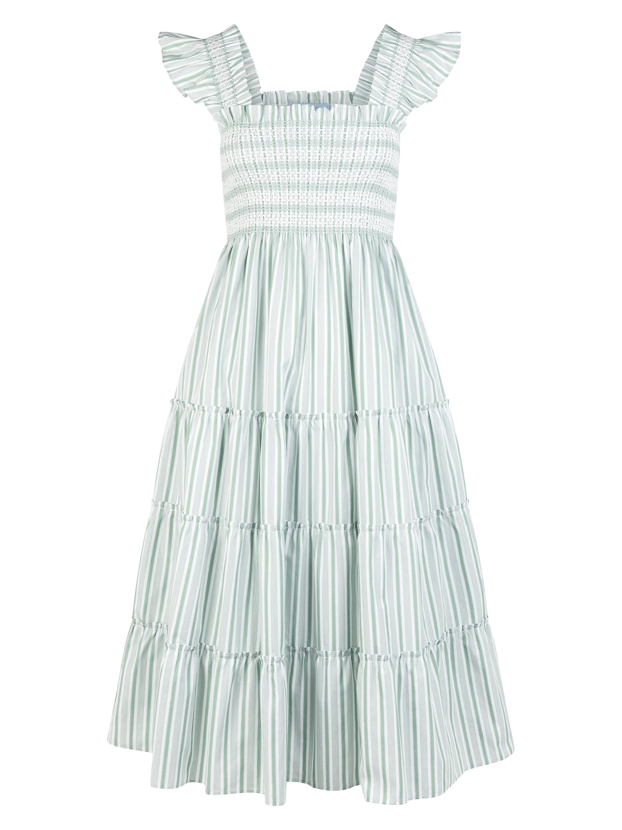Hill House Home Women's The Ellie Nap Midi Dress - Apple Green Variegated Stripe
