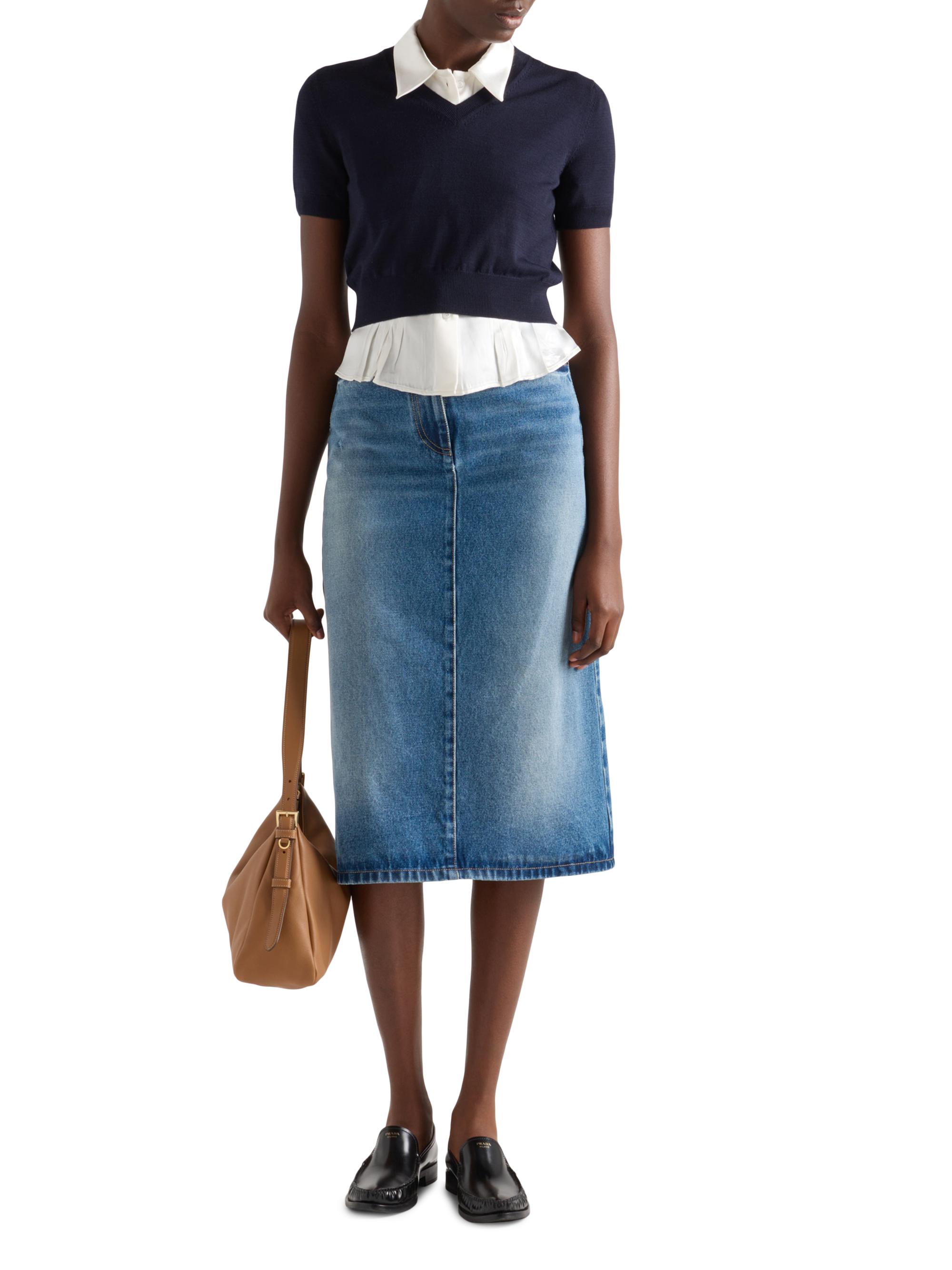 Prada Flared Denim Skirt | Saks Fifth Avenue