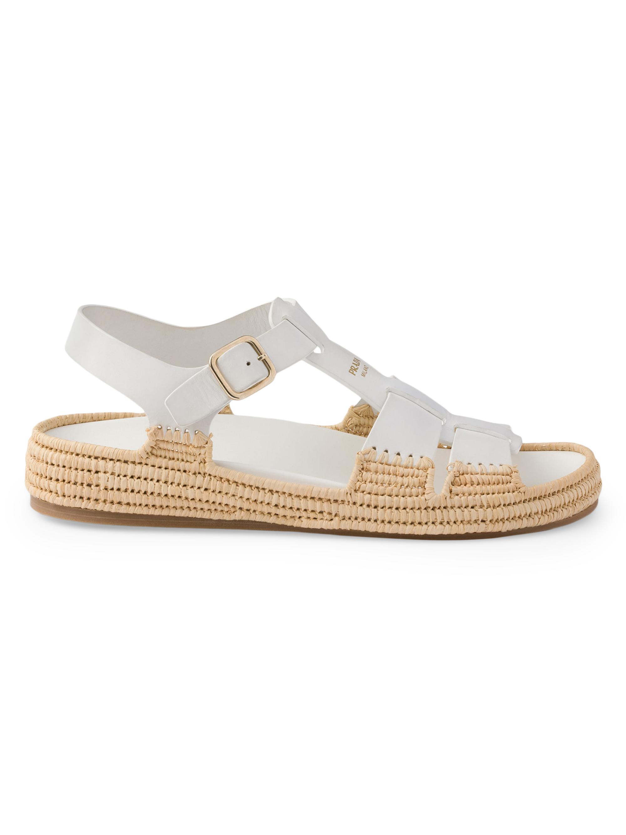 Prada Women's Leather Sandals - Brown Beige