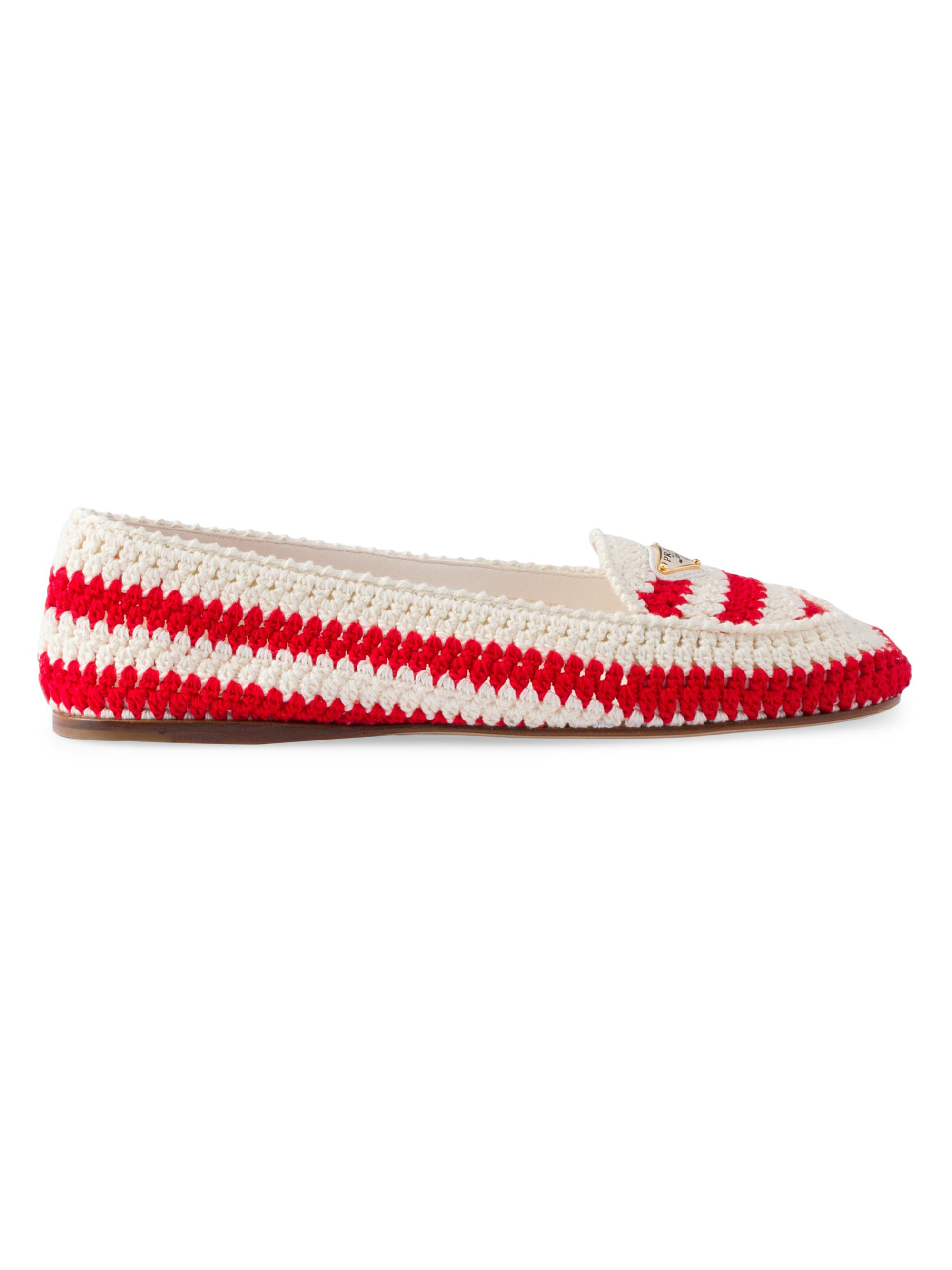Prada Women's Crochet Loafers - Red White