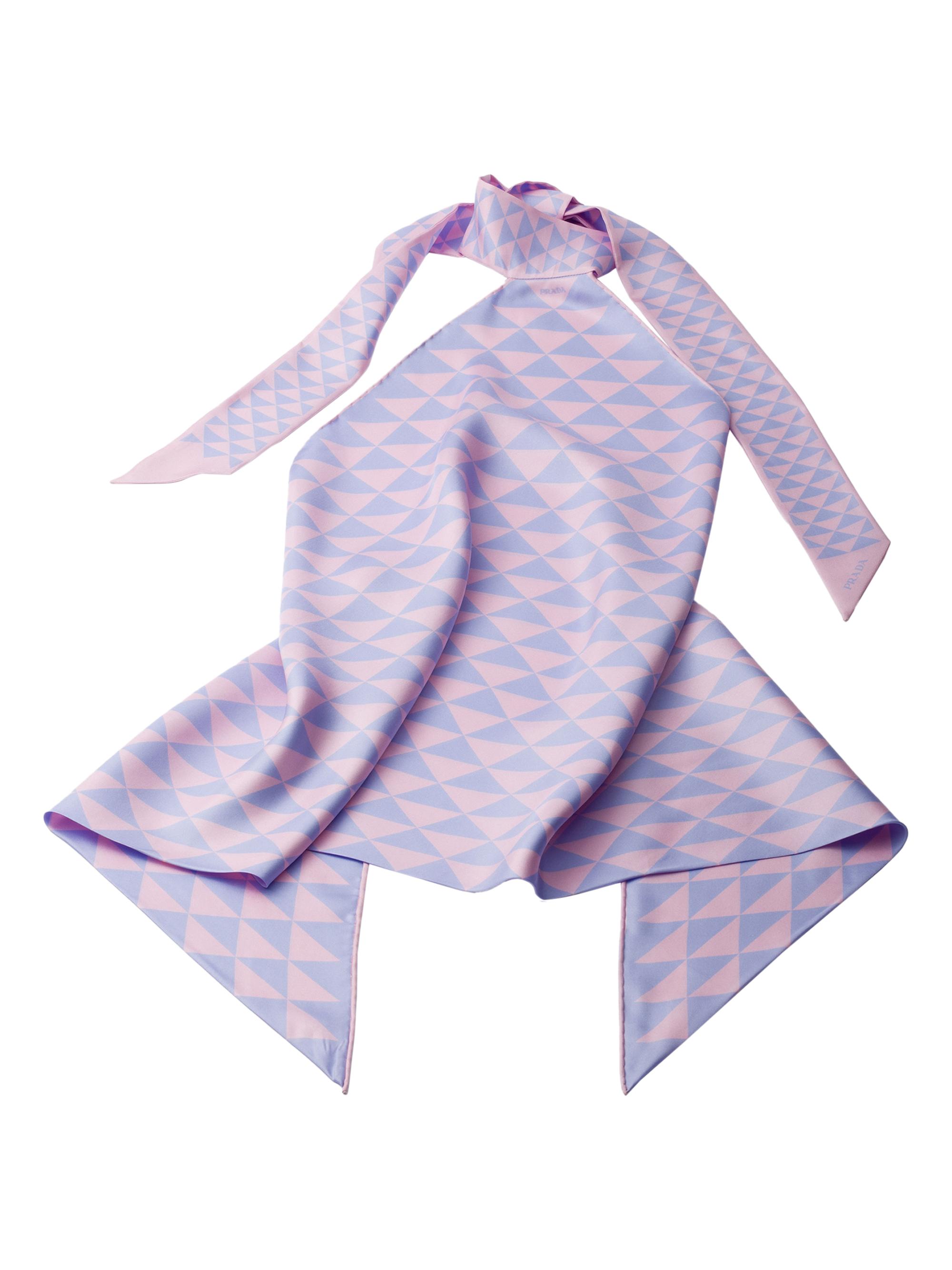 Prada Women's Printed Silk Twill Halter Top - Pink