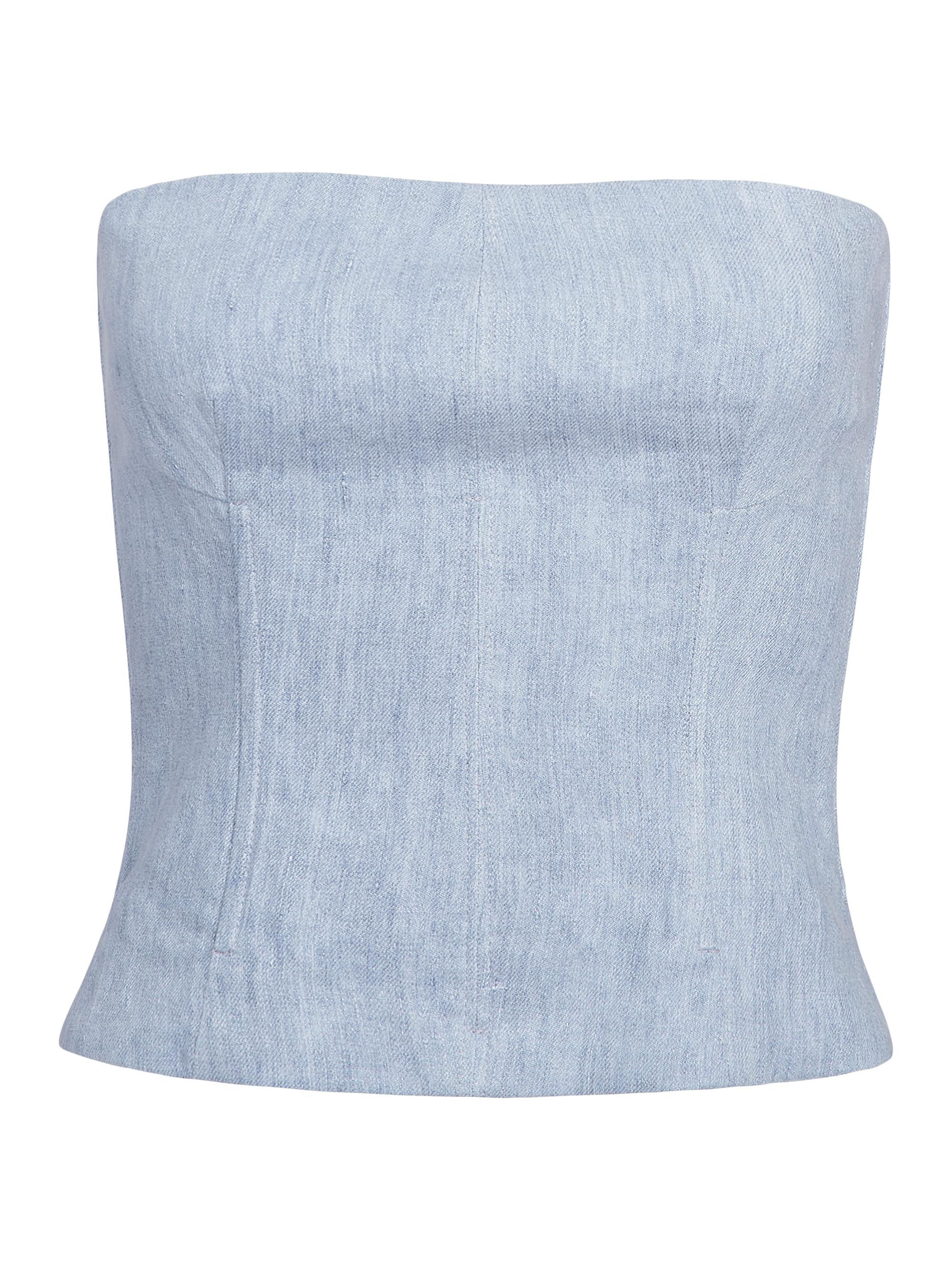 TWP Women's Jillian Hemp Strapless Bustier - Light Indigo