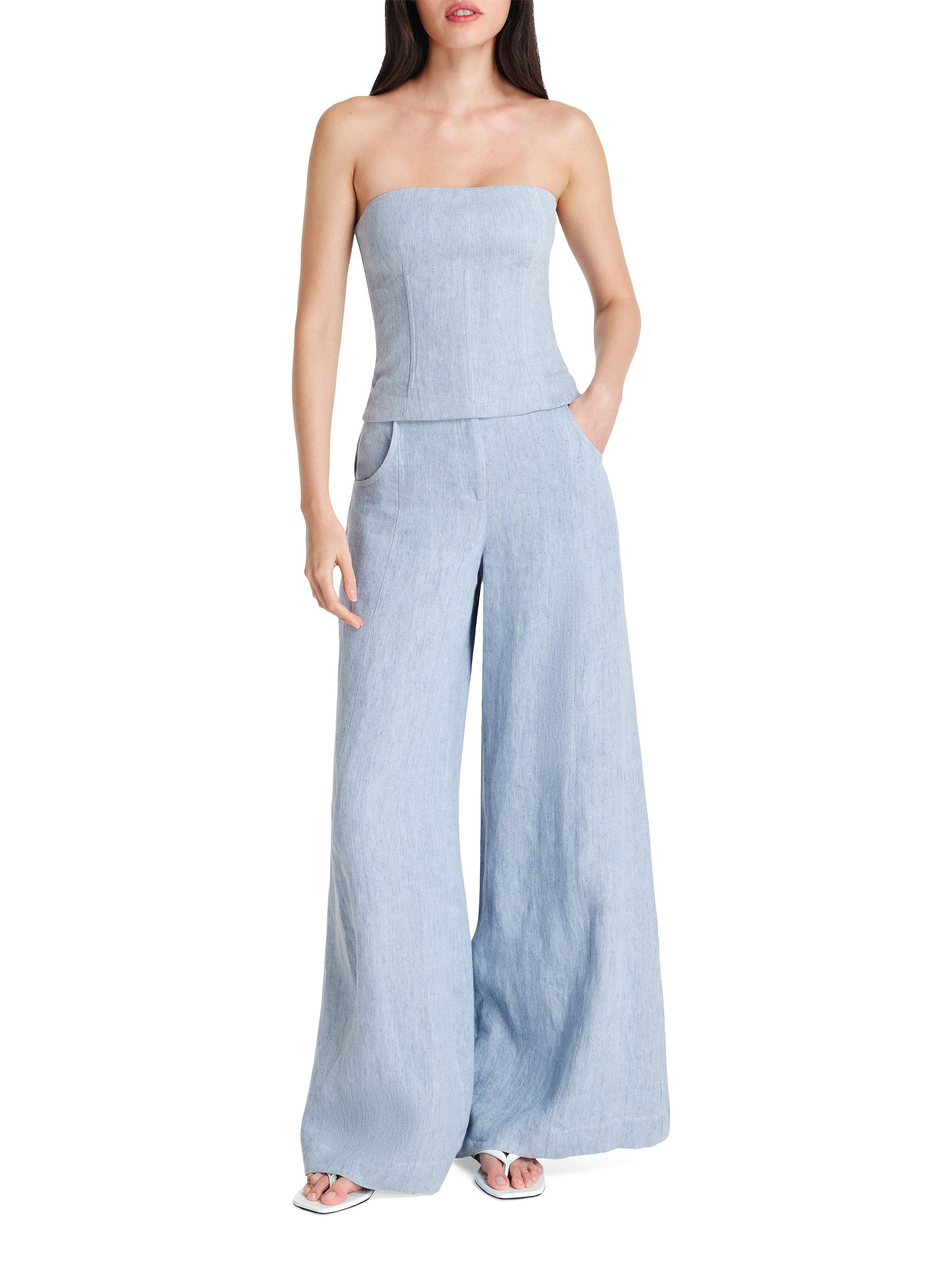 TWP Women's Jillian Hemp Strapless Bustier - Light Indigo | Thumbnail 2