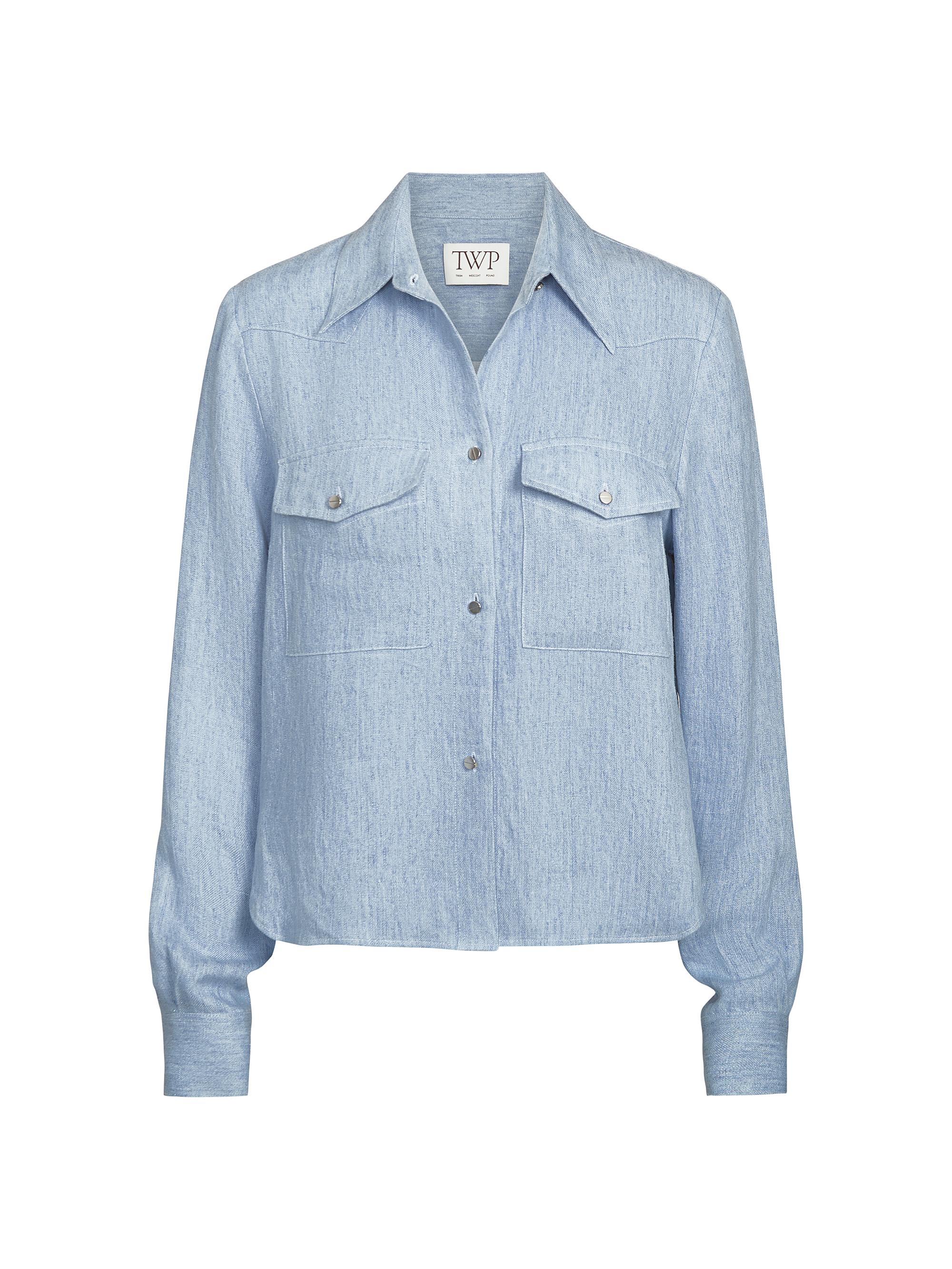 TWP Women's New Carter Hemp Button-Front Shirt - Light Indigo