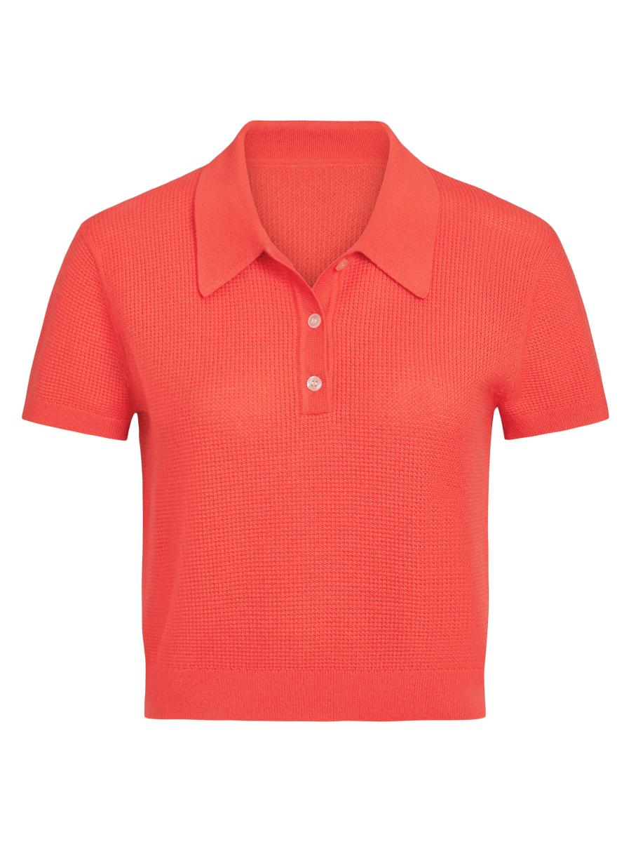 Twp Women's Cashmere Thermal Polo Sweater In Red