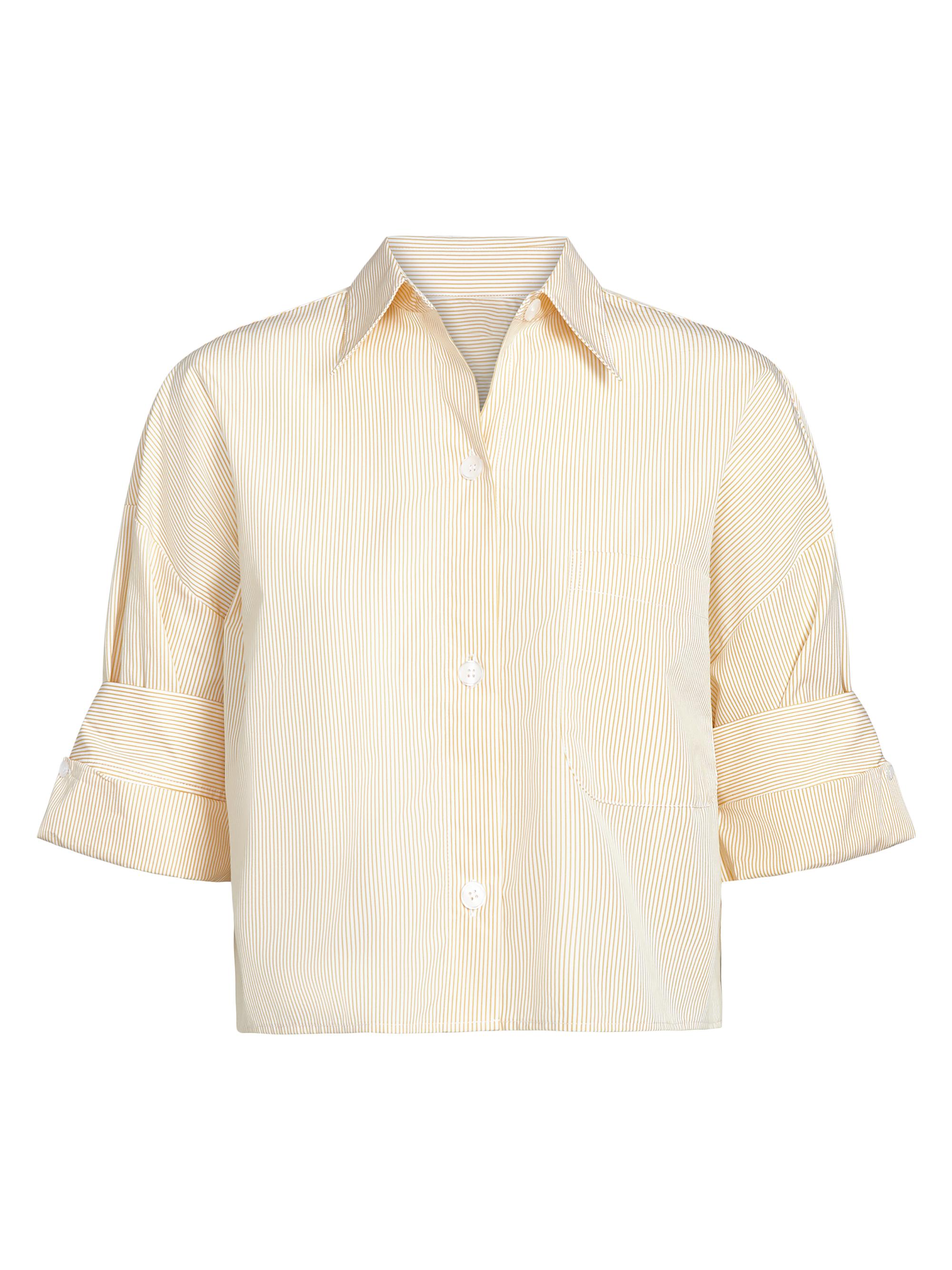 TWP Women's Next Ex Striped Cotton Crop Shirt -  Yellow