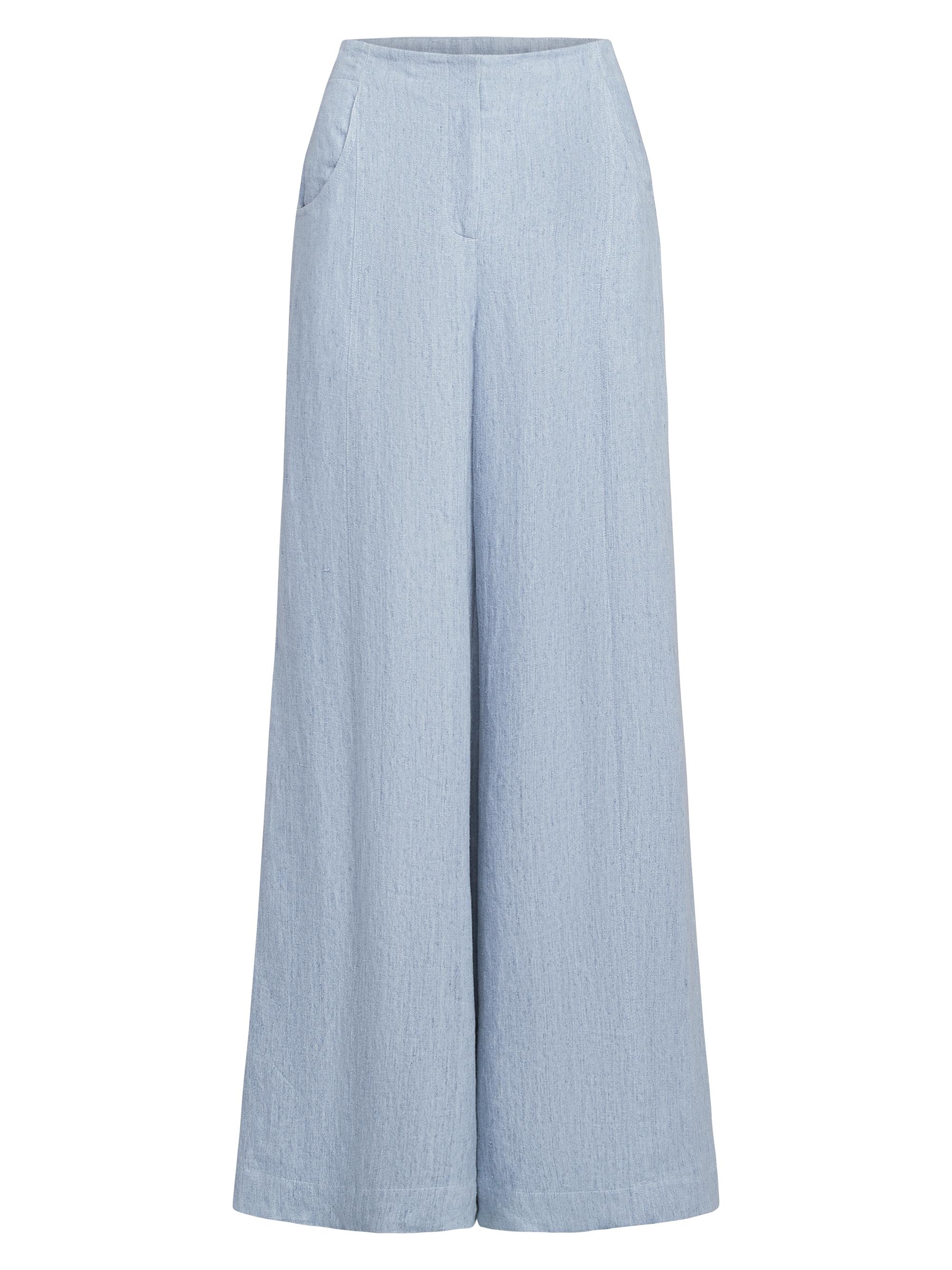 TWP Women's Demie Hemp High-Rise Wide-Leg Pants - Light Indigo