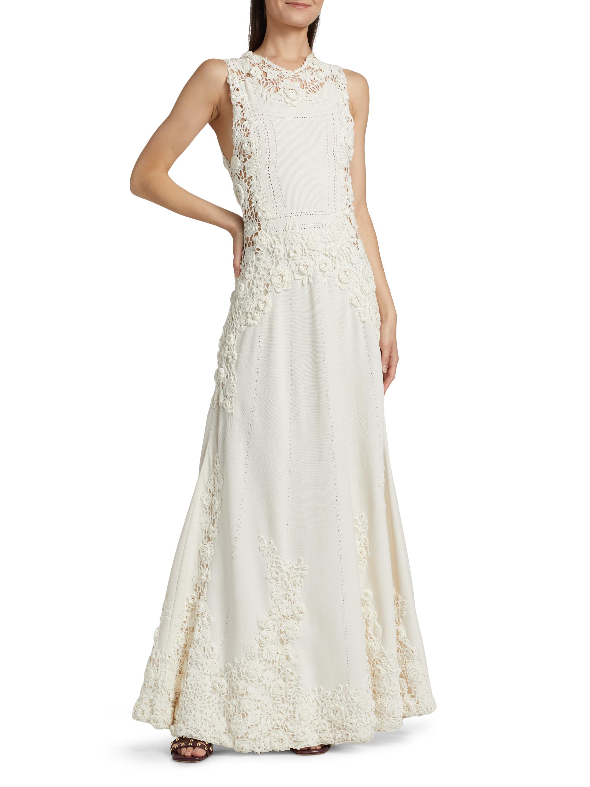 Ulla Johnson Genoveva Crochet Floral Knit Maxi Dress - Pristine
