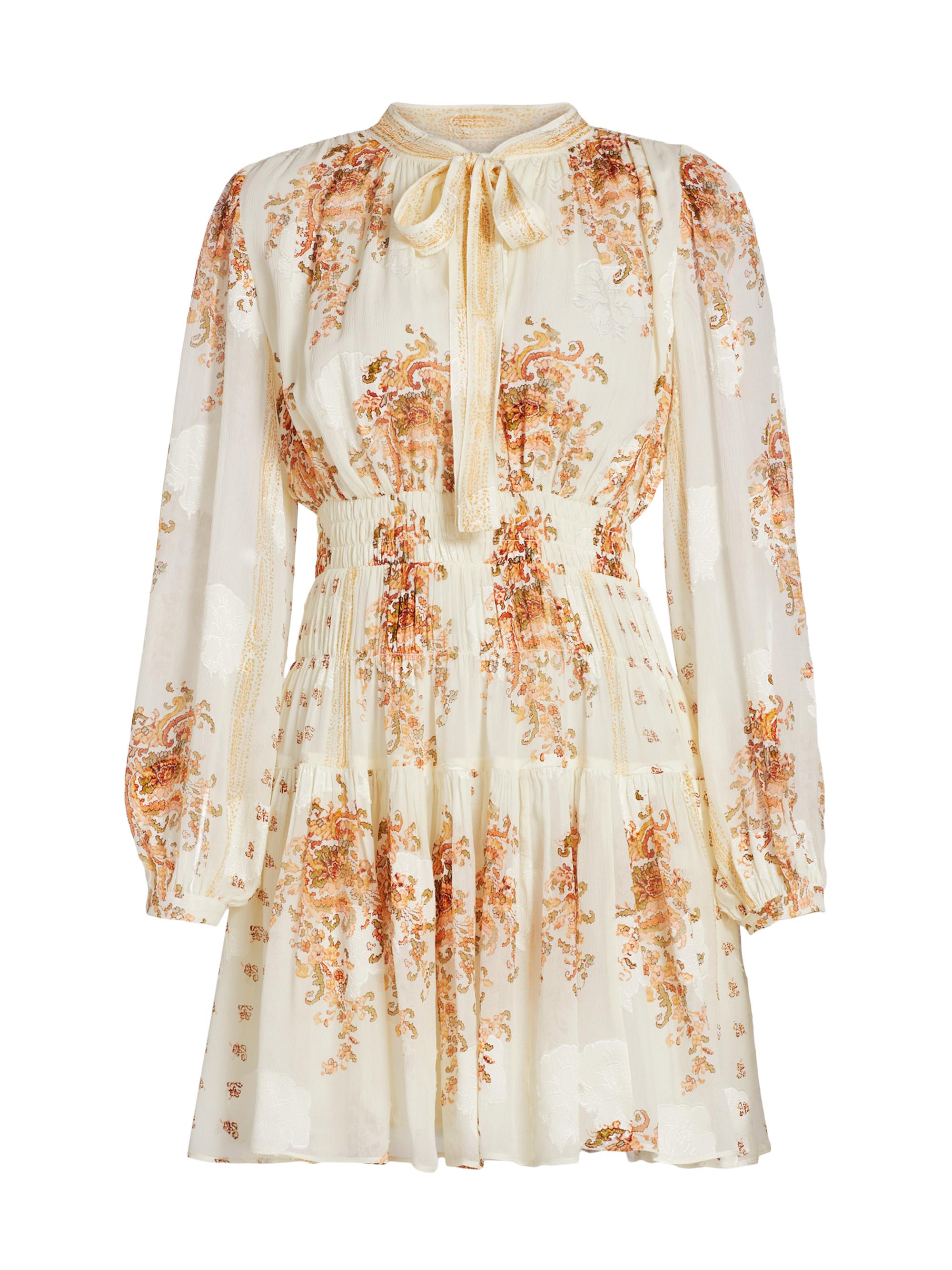 Maris Printed Silk Chiffon Tieneck Minidress