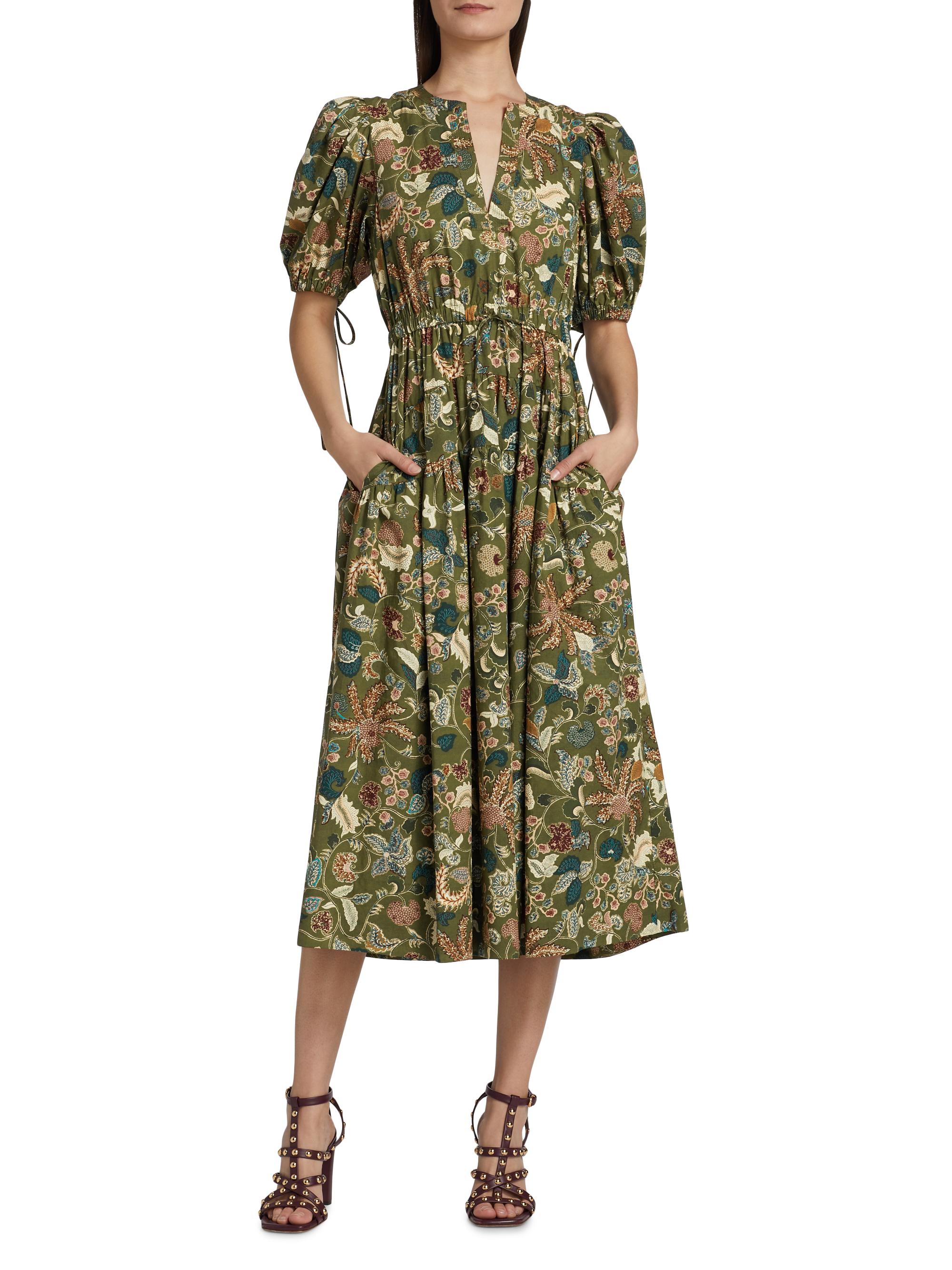 Adriana Floral Poplin Midi-Dress