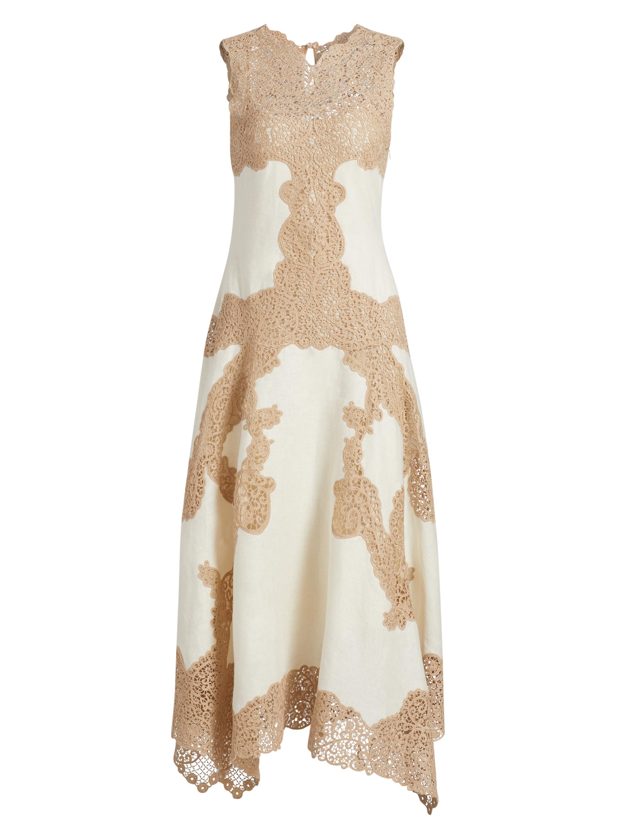 Ulla Johnson Women's Arlette Sleeveless Linen & Lace Midi-Dress - Travertine