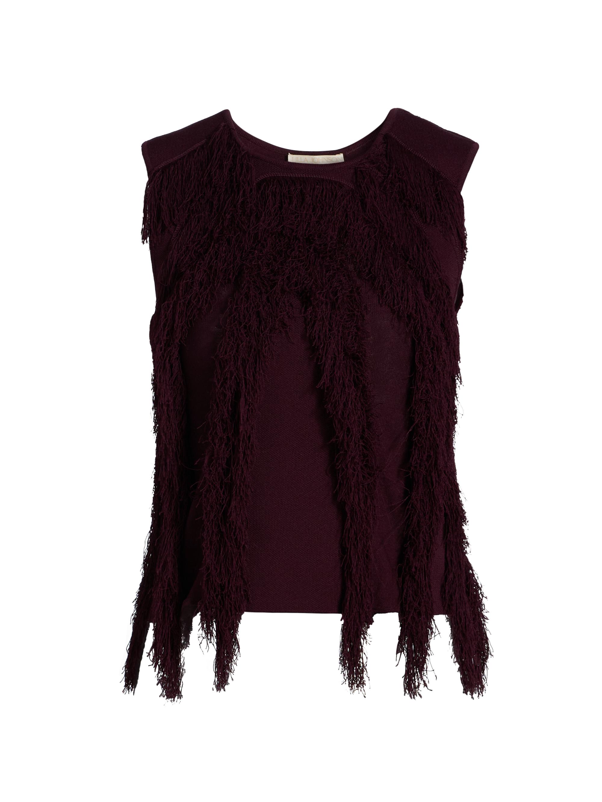 Ulla Johnson Women's Bonnie Fringed Sleeveless Top - Mahogany