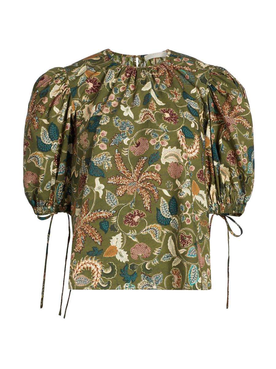 Ulla Johnson Women's Coralie Floral Poplin Blouse In Green
