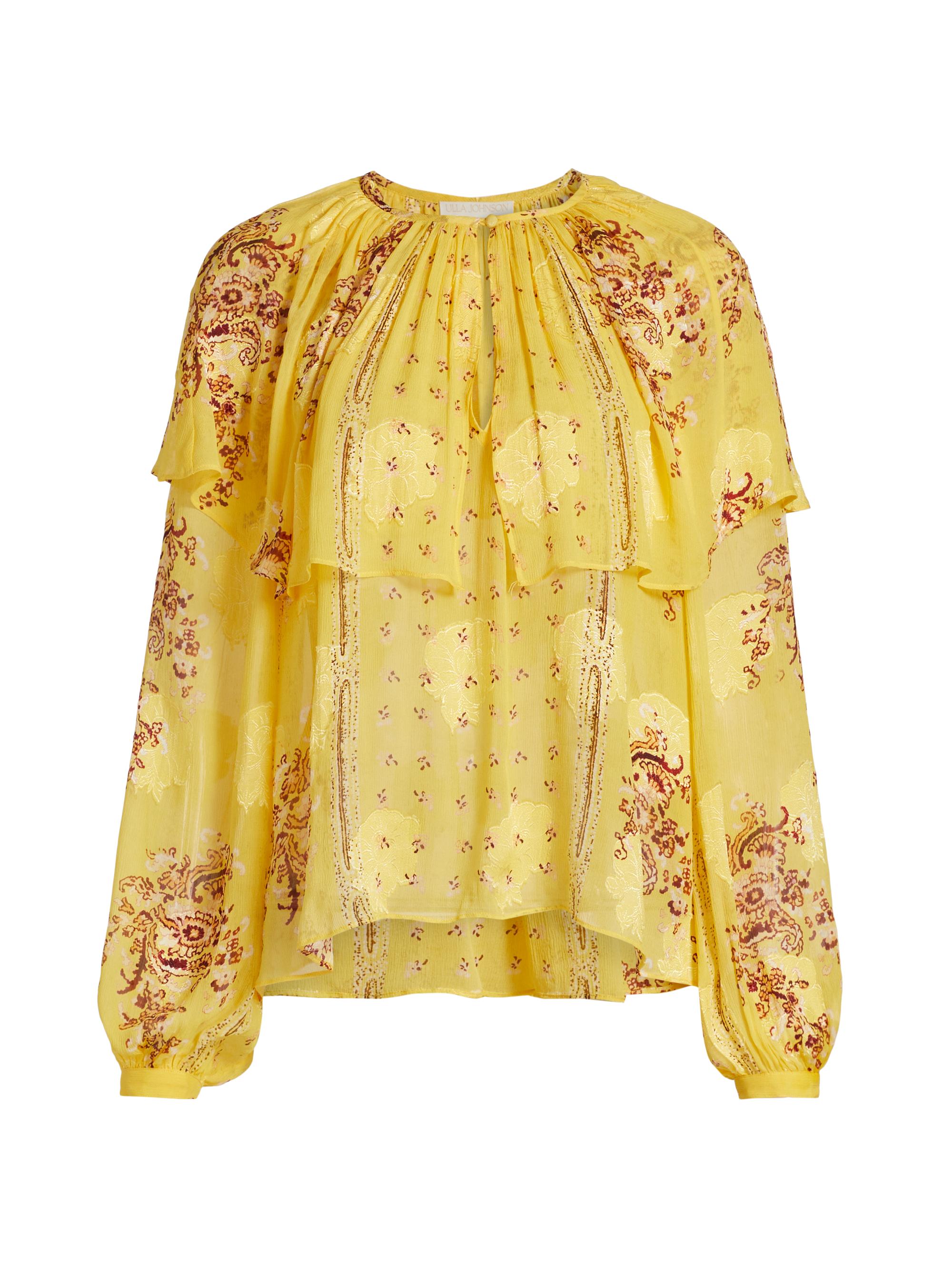 Ulla Johnson Women's Elissa Printed Silk Chiffon Cape Blouse - Soleil