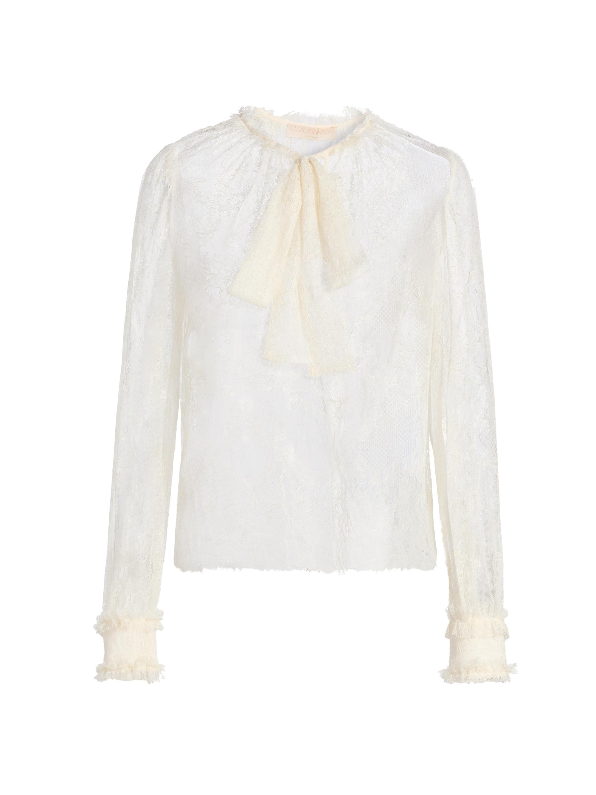 Ulla Johnson Women's Iliana Tieneck Lace Blouse - Pearl