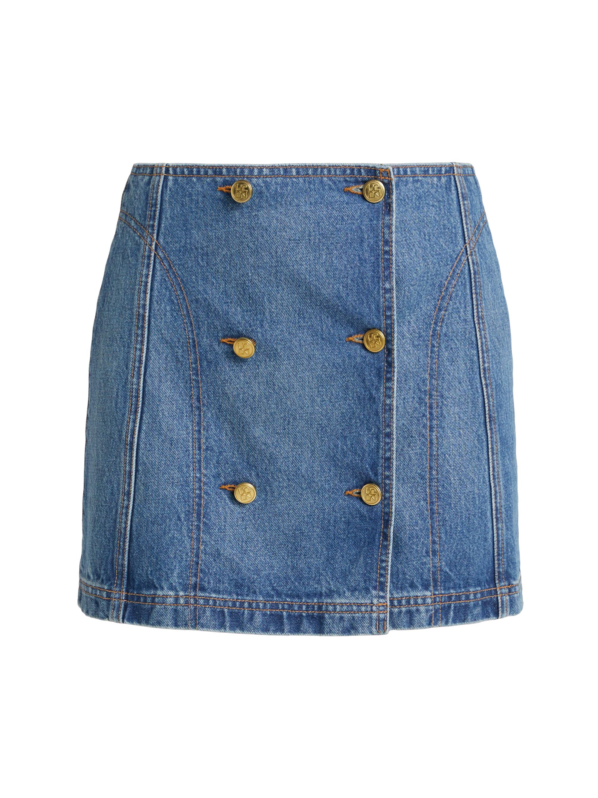 Ulla Johnson Women's Clara Denim Button-Front Wrap Miniskirt - Danube