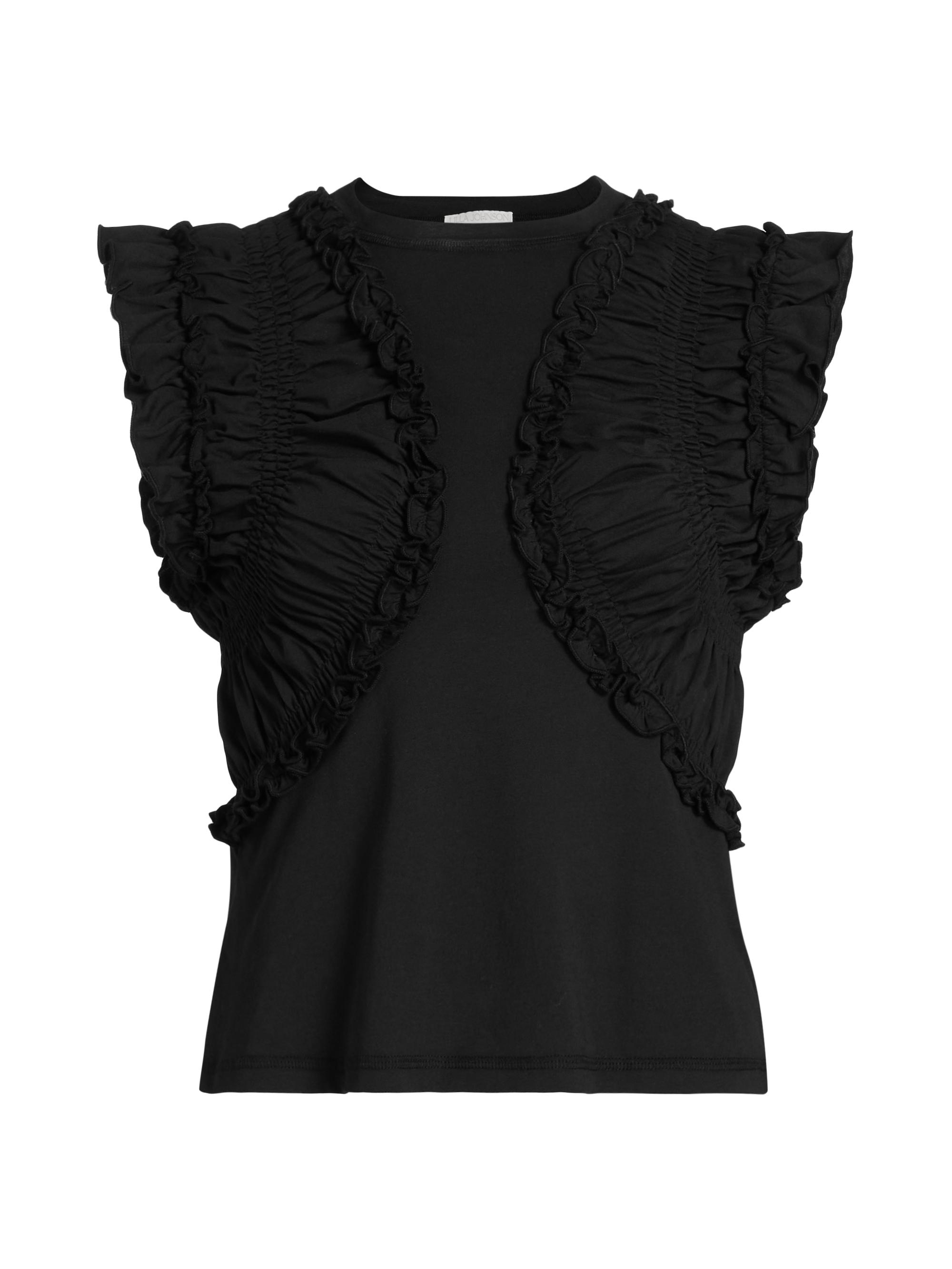 Val Ruffled Cotton Jersey Top
