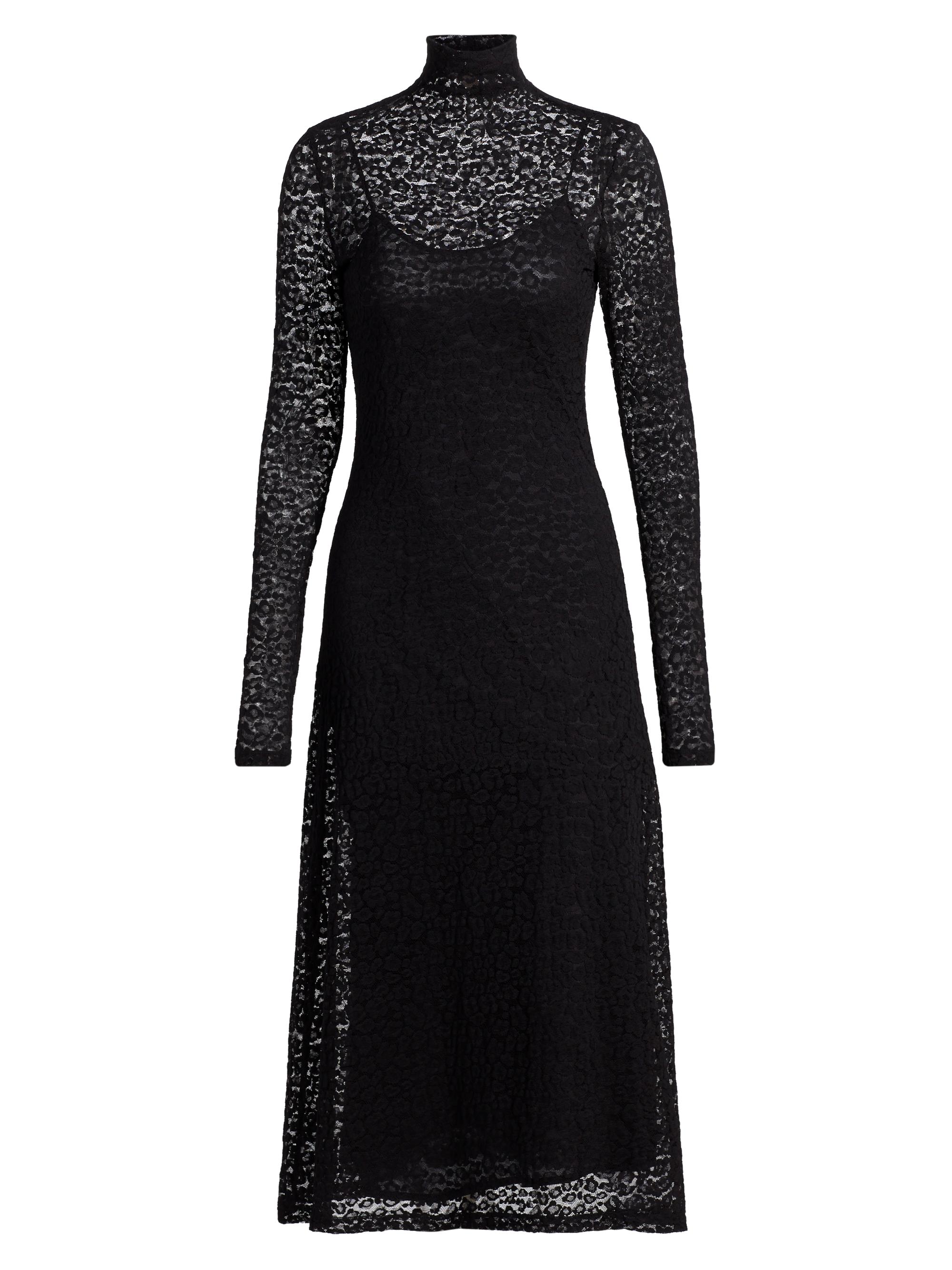 Ulla Johnson Talia Leopard Lace Turtleneck Midi Dress | Saks Fifth