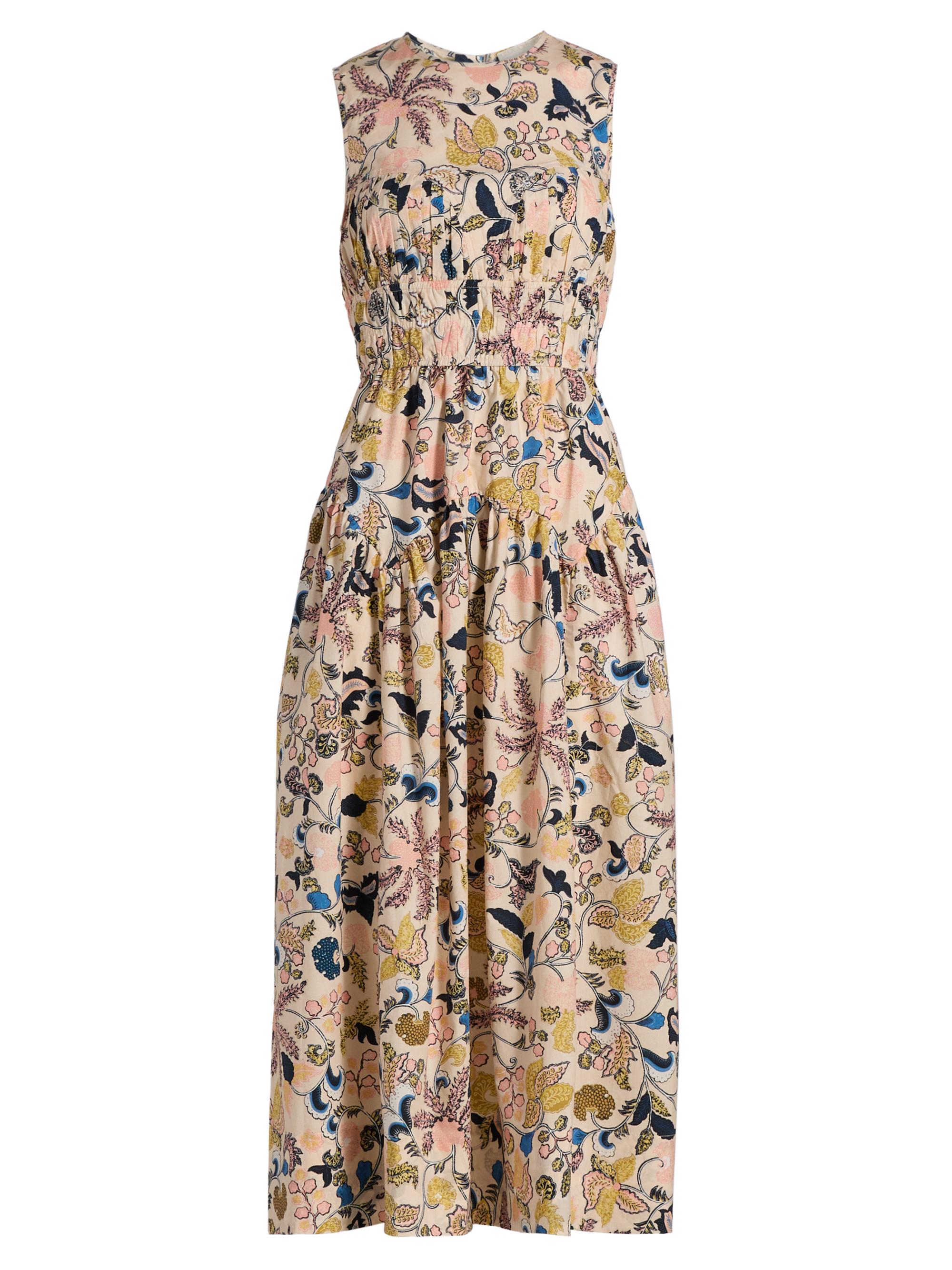 Elenora Floral Cotton Sleeveless Midi-Dress