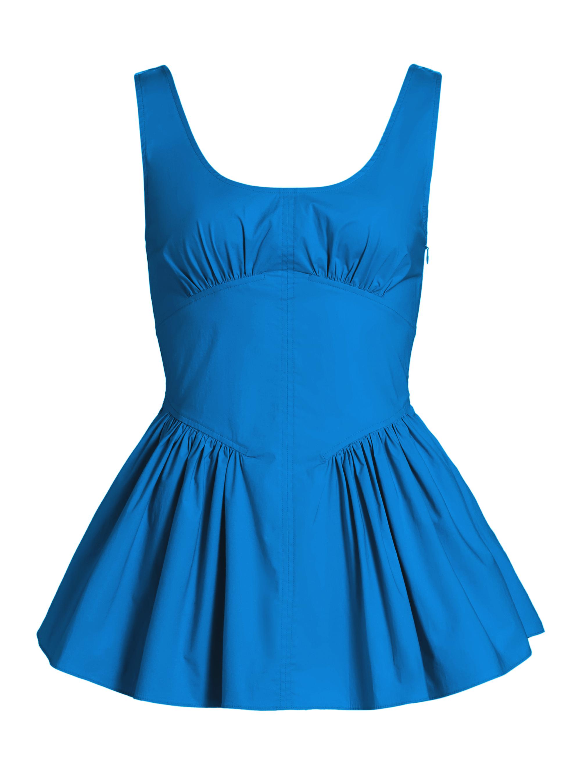 Proenza Schouler White Label Women's Bader Sleeveless Stretch Poplin Peplum Top - Cyan