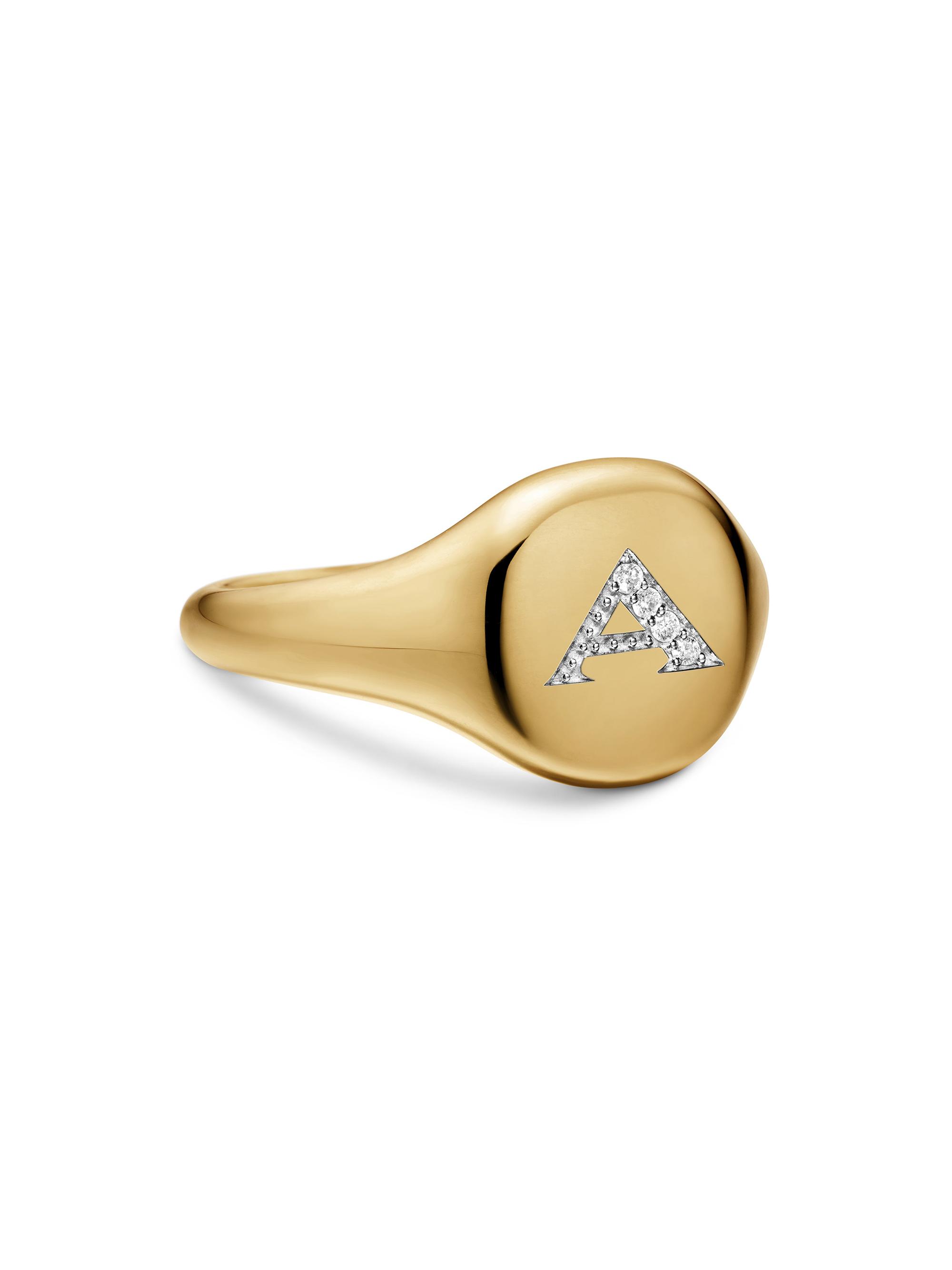David Yurman Women's DY Initial Pinky Ring in 18K Yellow Gold - A Letter