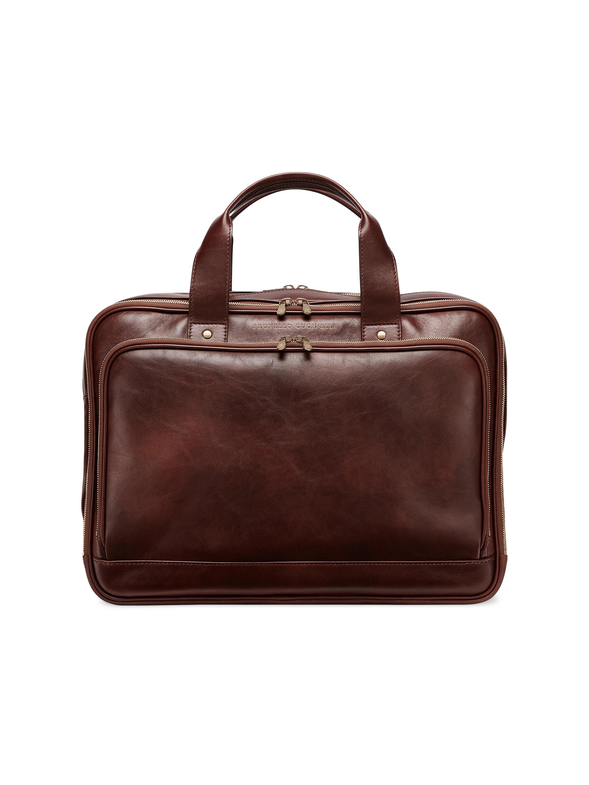 Brunello Cucinelli Men's Calfskin Briefcase - Burgundy