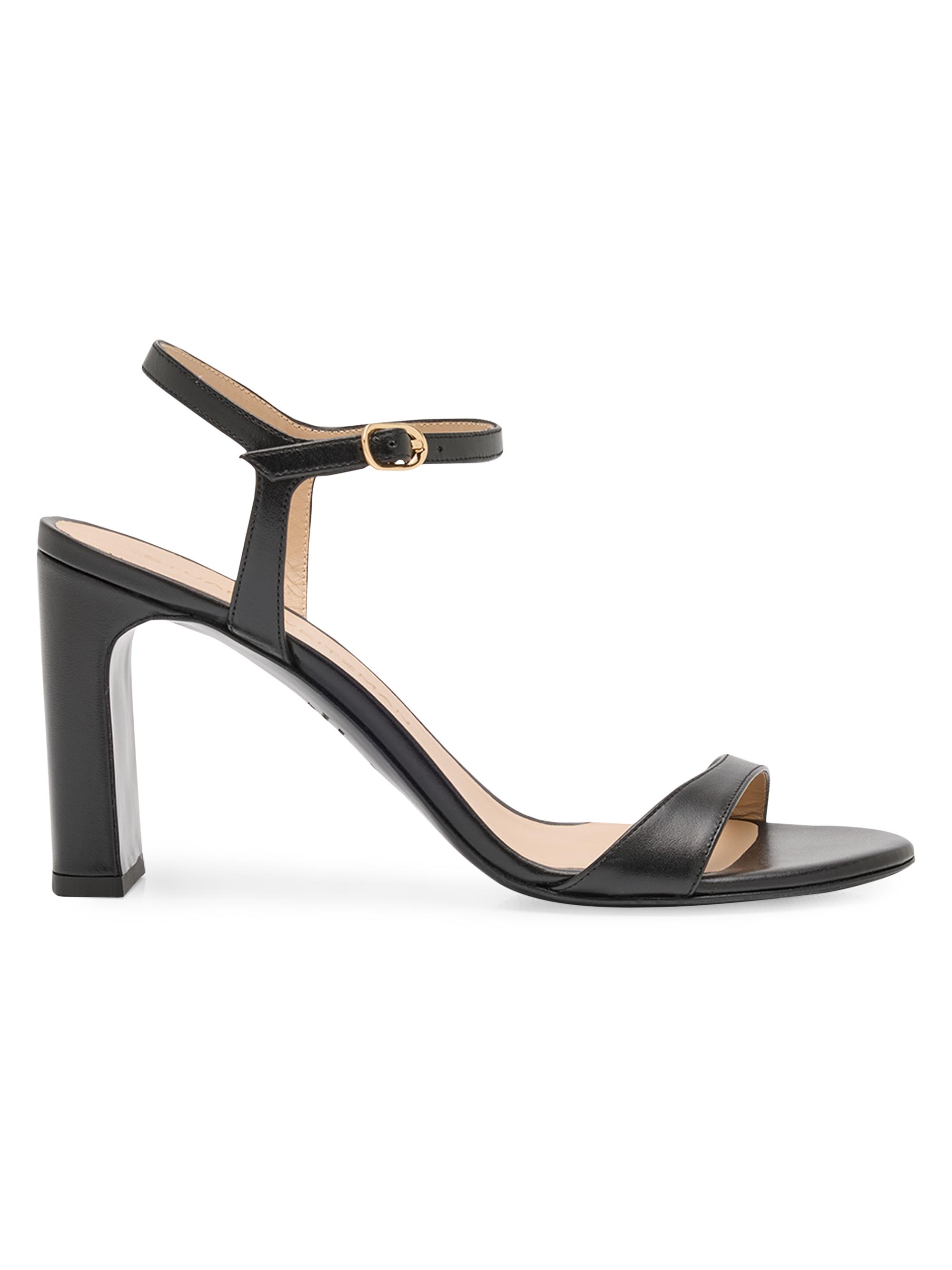 Stuart Weitzman Women's Babette 85MM Leather Sandals - Black