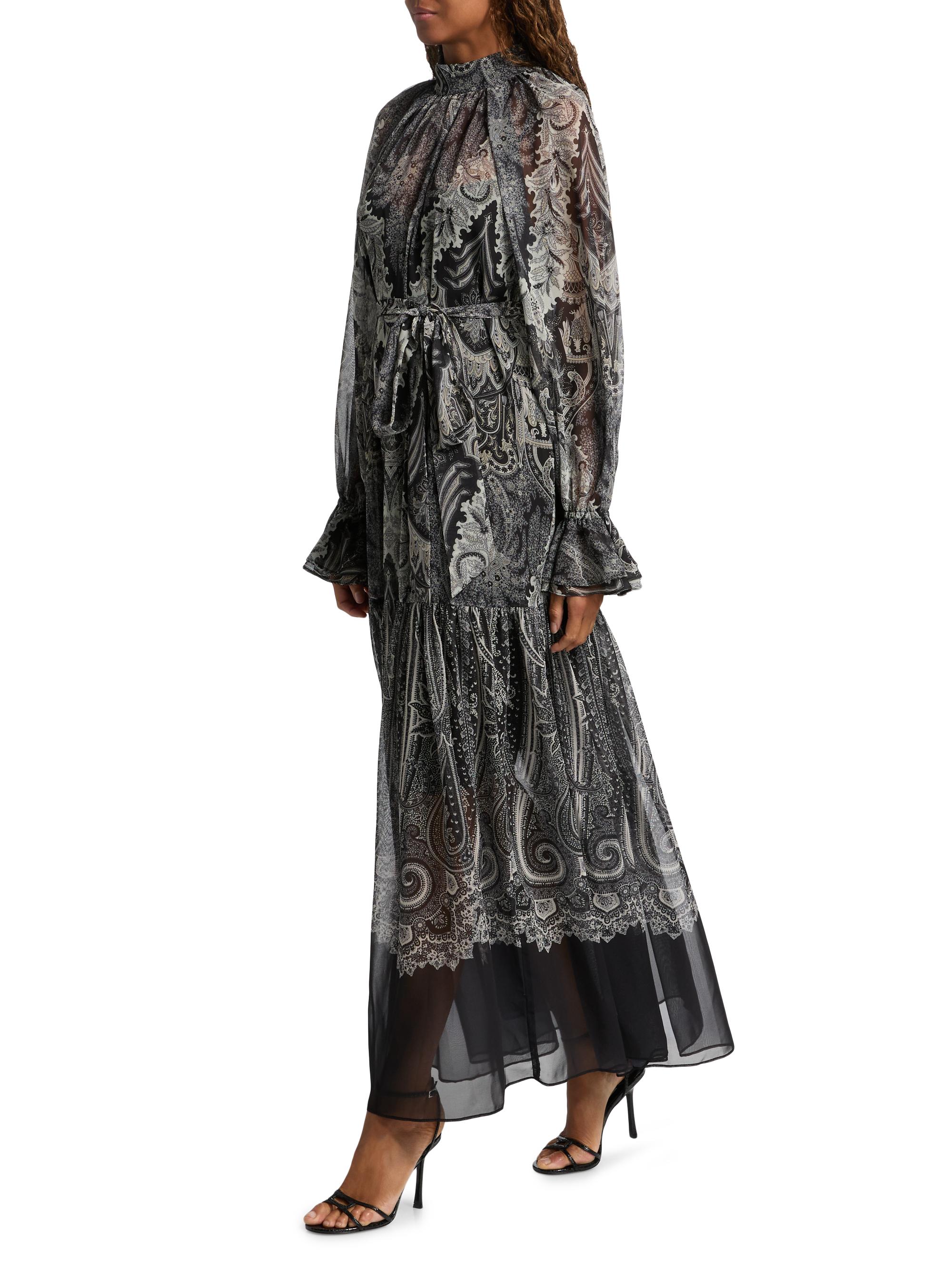 long sleeve maxi dresses cheap Angela Black Velvet Burnout Long Sleeve Maxi Dress - XS Size - Women's Dresses
