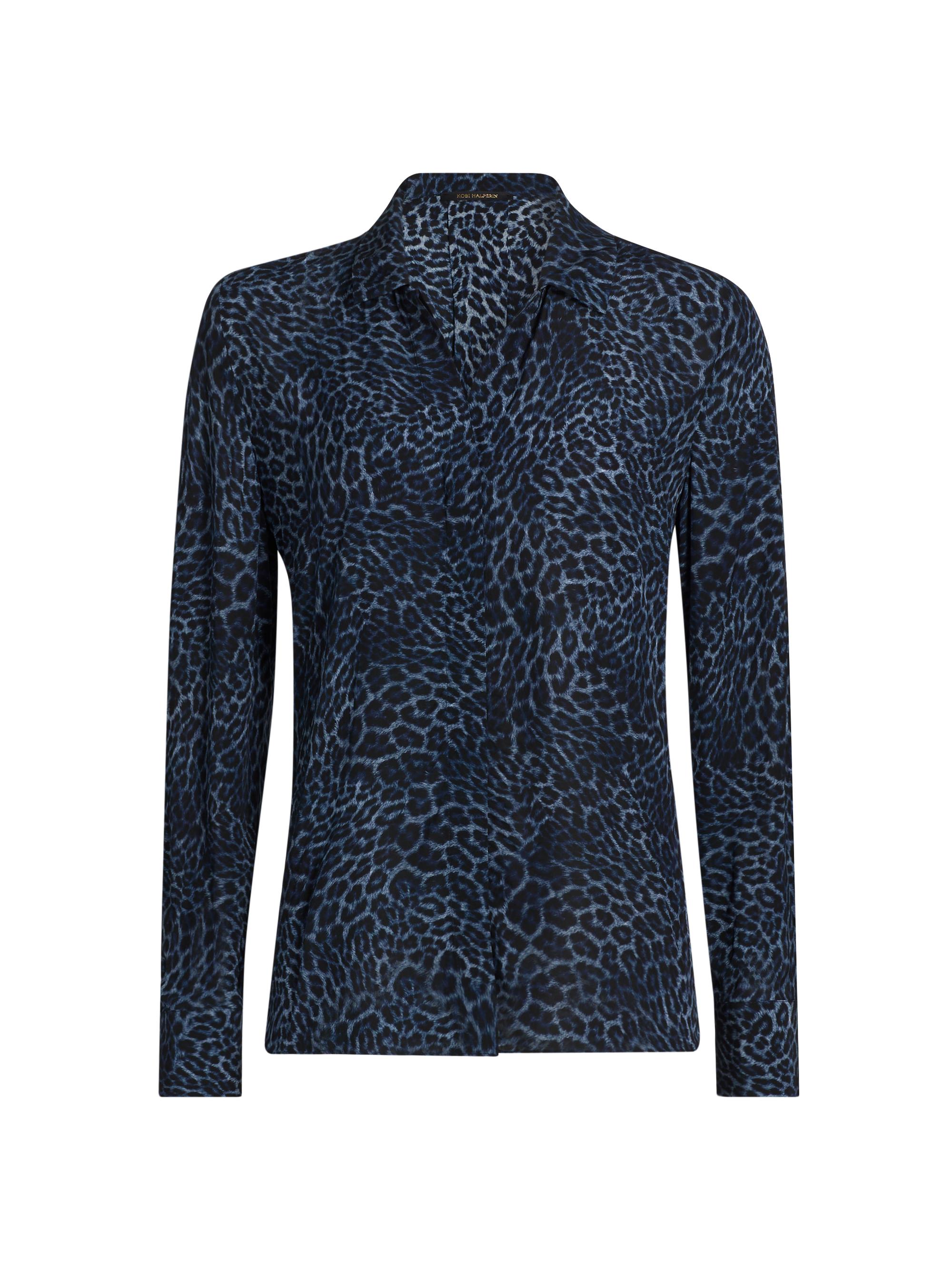 Kobi Halperin Women's Gavin Animal-Print Long-Sleeve Blouse - Midnight Multi