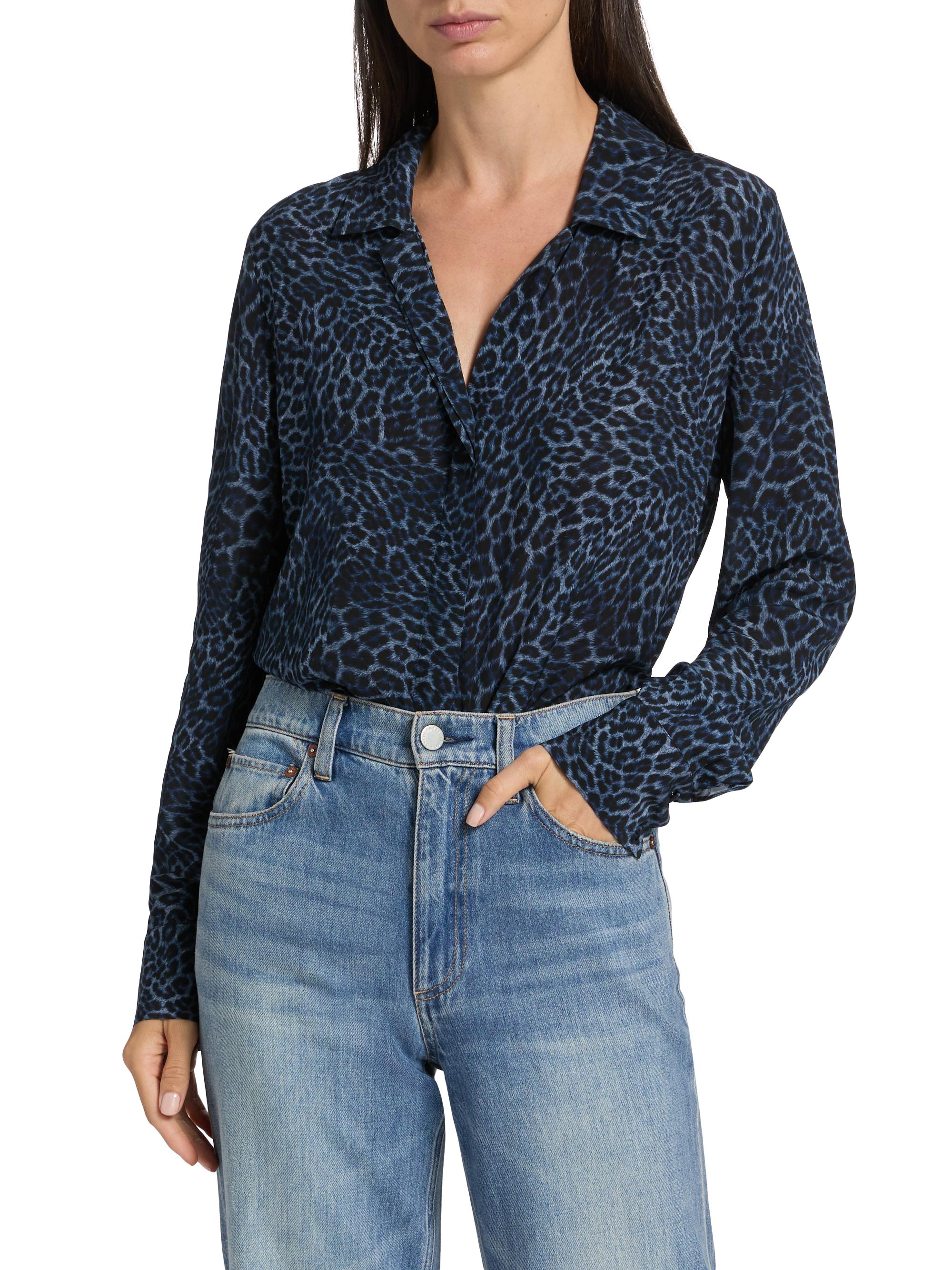 シャツ+ブラウス(長袖+七分) kobi halperin china blouse Kobi Halperin Gavin Animal-Print Long-Sleeve Blouse | Saks Fifth